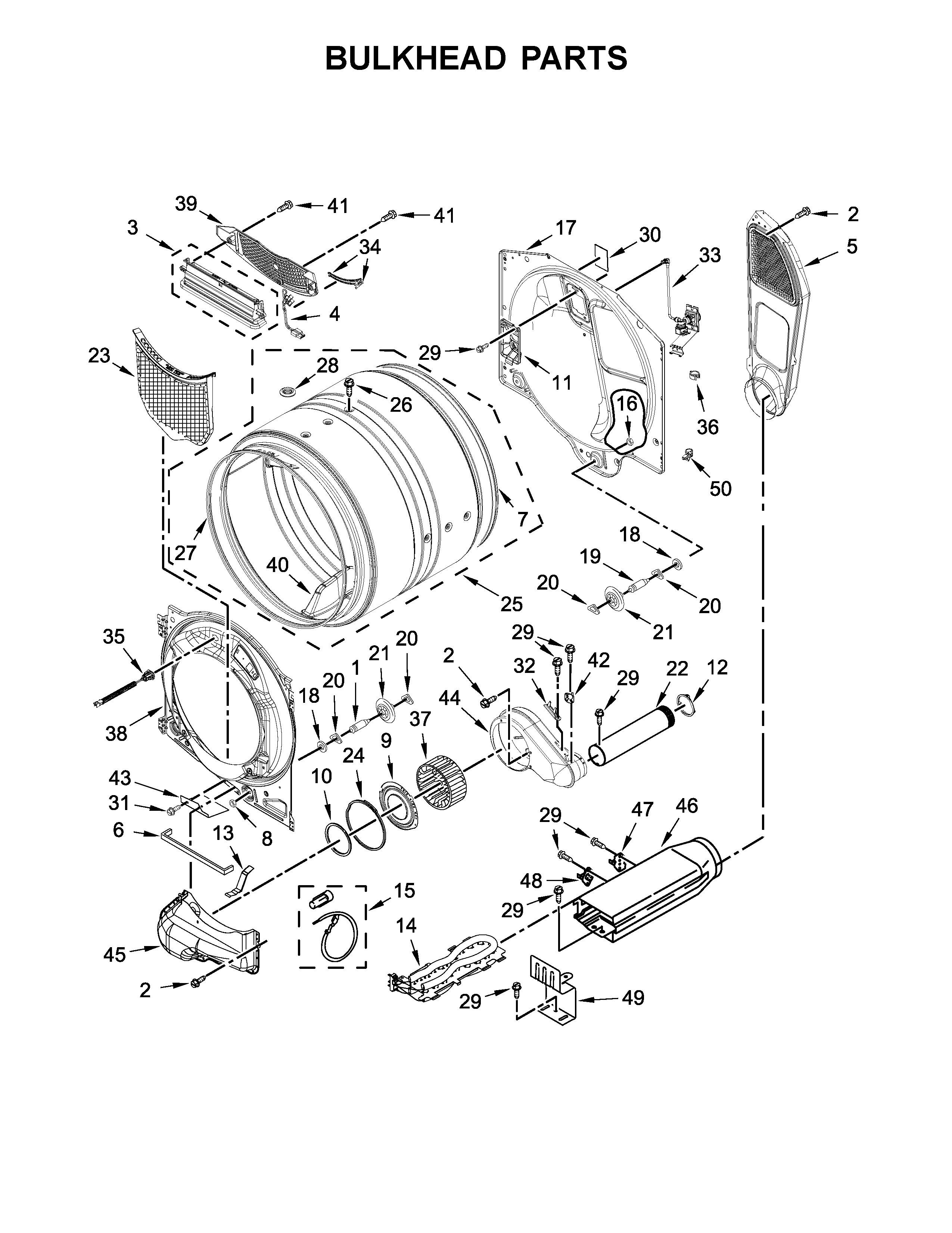 Whirlpool WED90HEFC1 bulkhead parts diagram