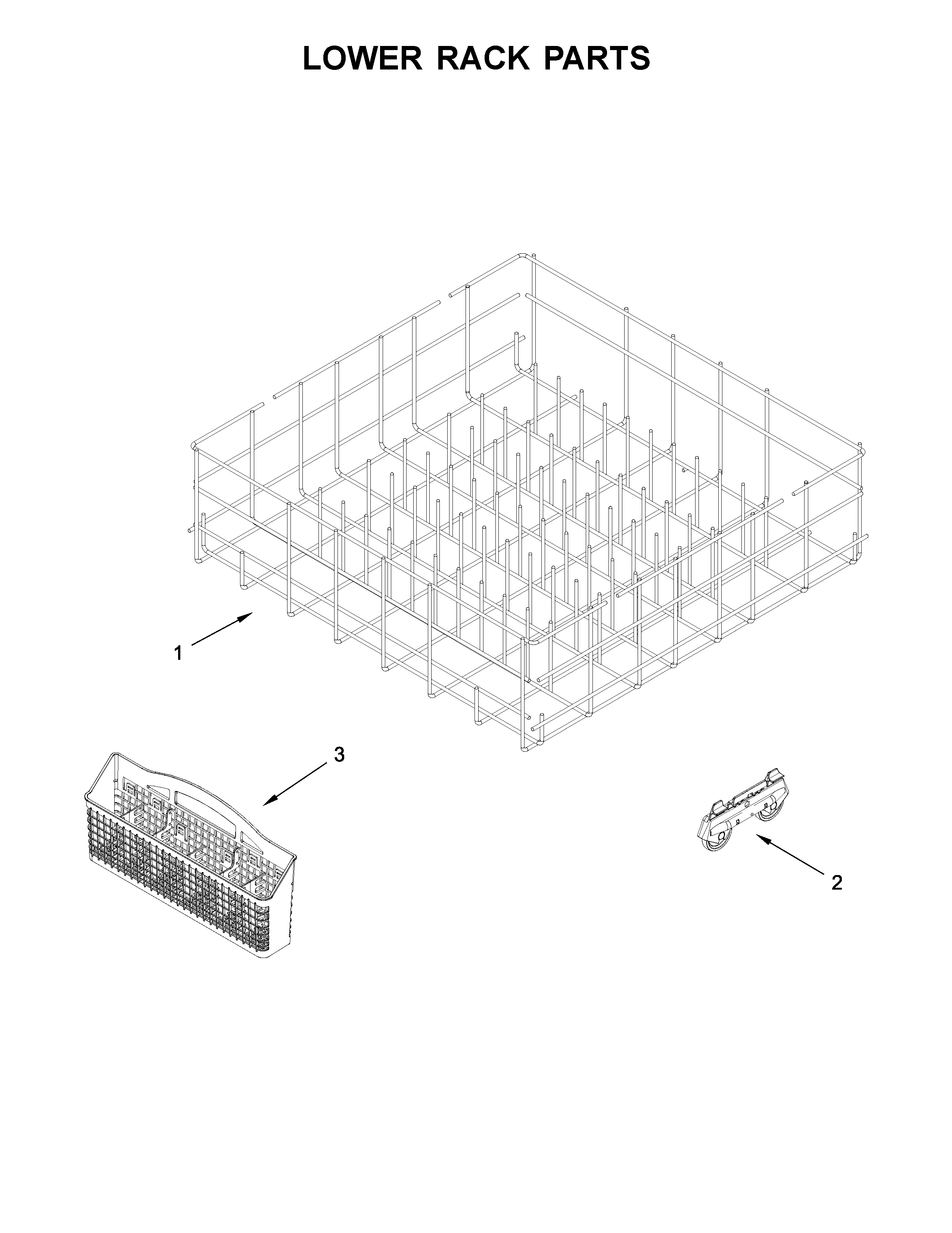 Whirlpool WDF330PAHT1 lower rack parts diagram