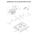 Whirlpool WCG97US6DS00 burner box, gas valves and switch parts diagram