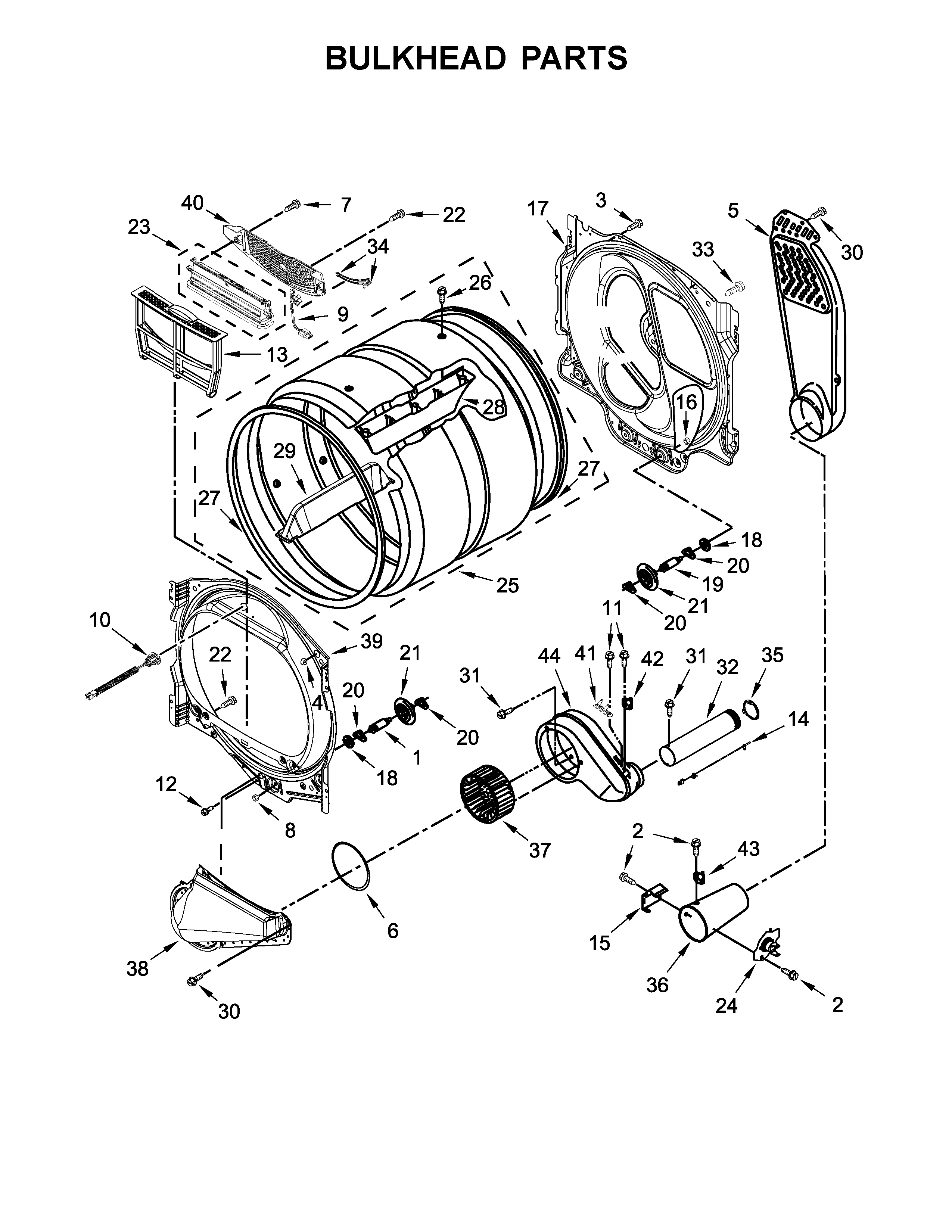 Whirlpool WGD8000DW4 bulkhead parts diagram