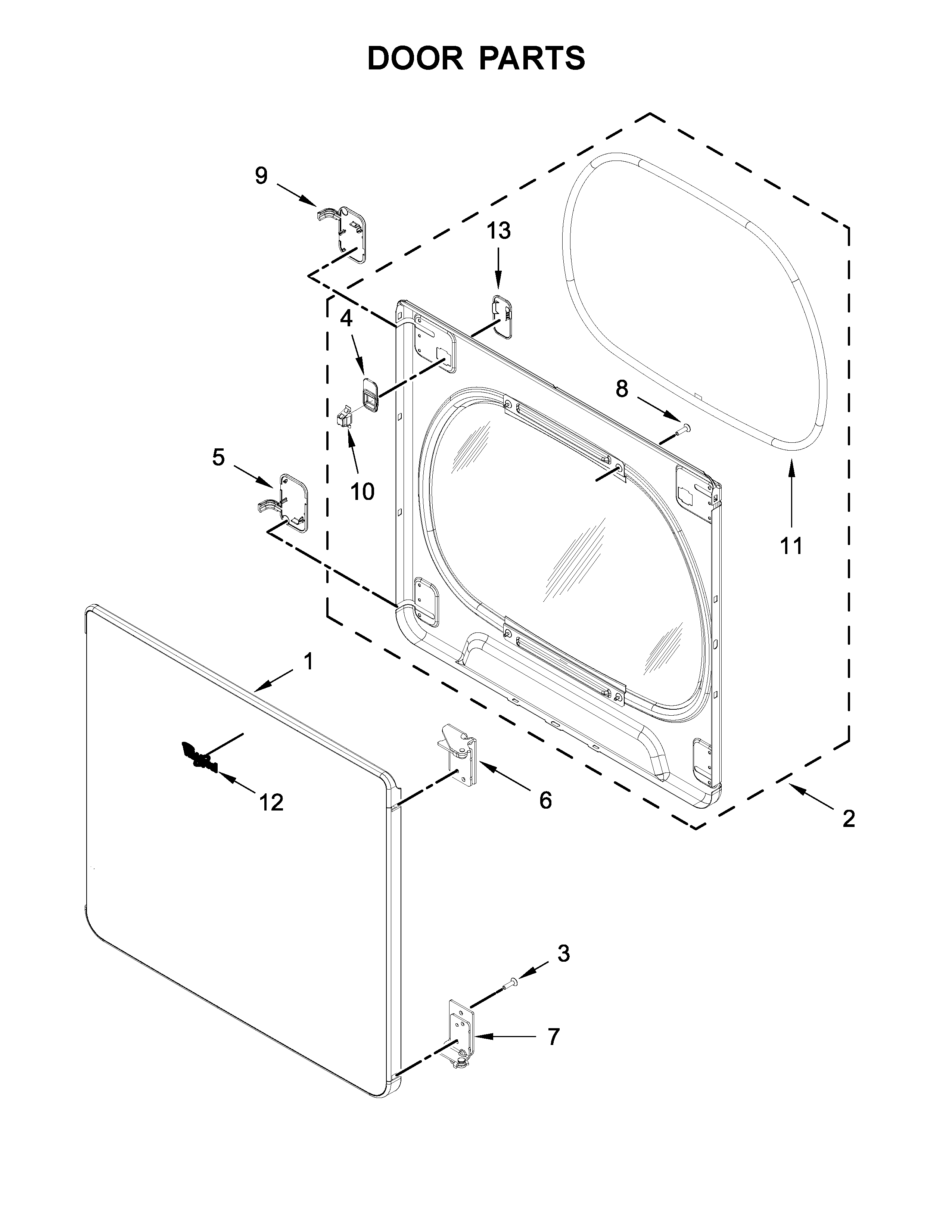 Whirlpool WGD8000DW4 door parts diagram