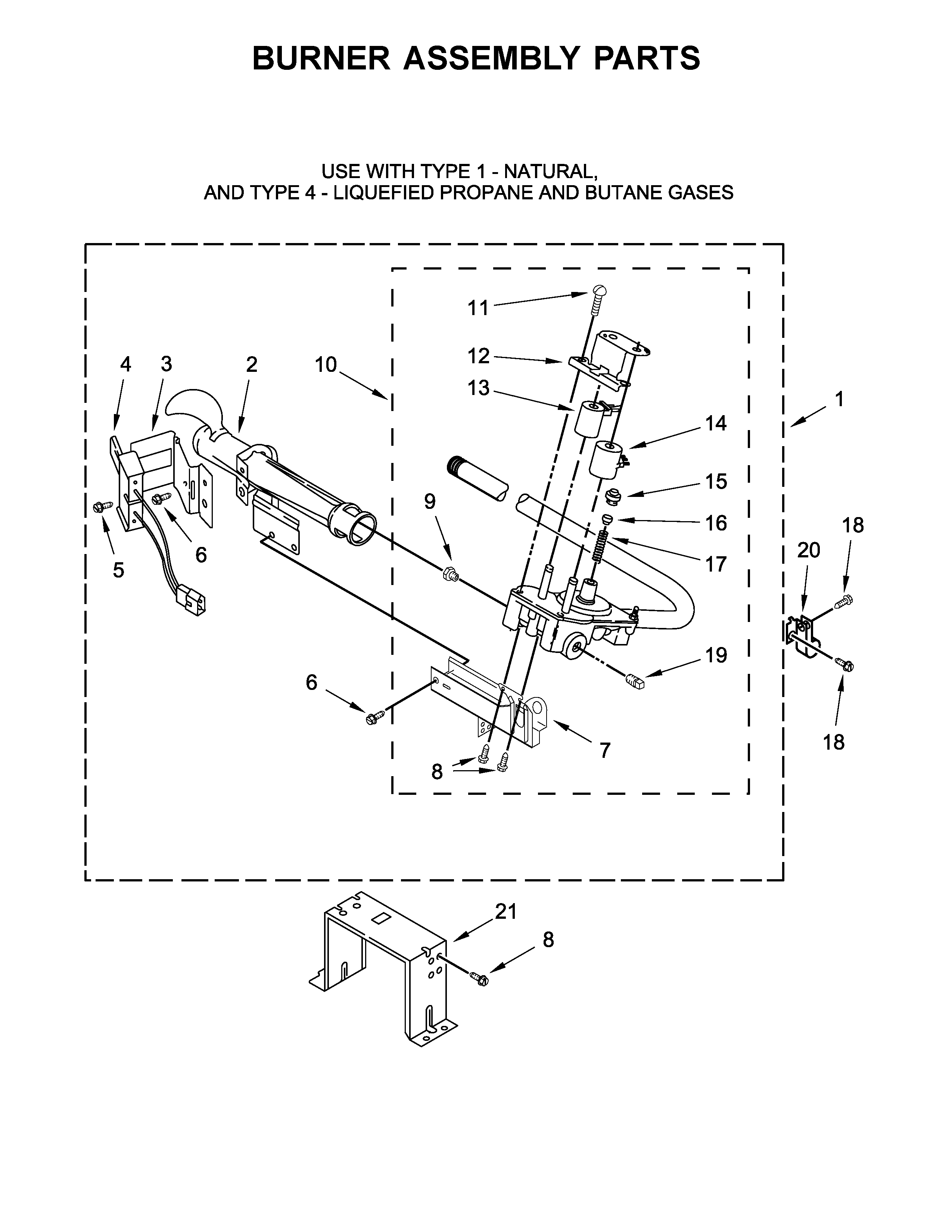 Whirlpool WGD8000DW4 burner assembly parts diagram