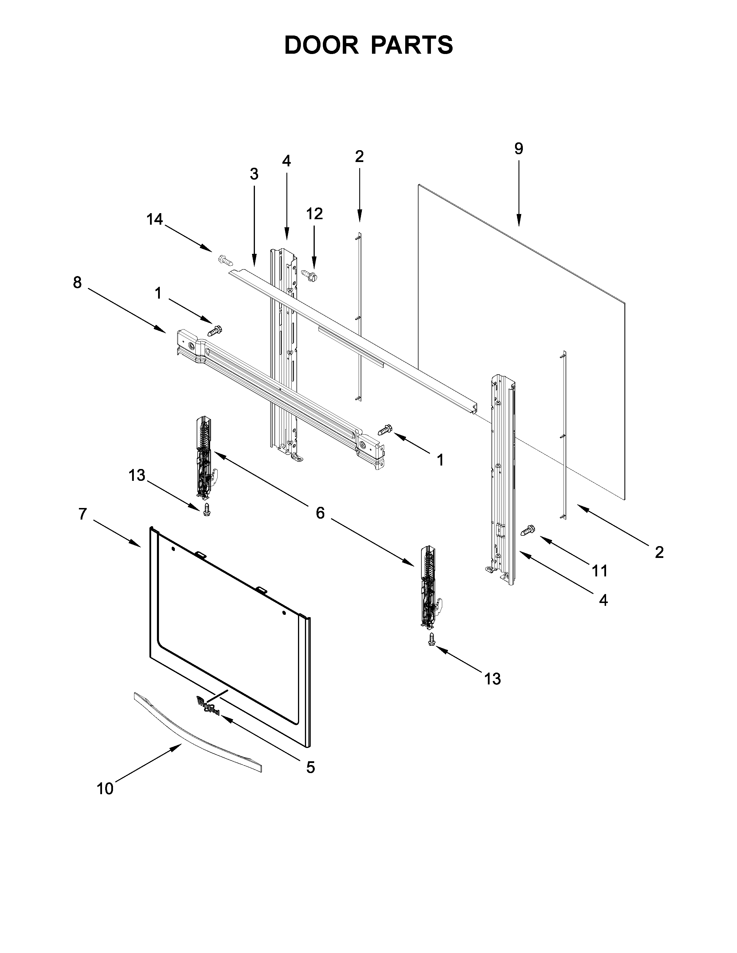 Whirlpool WFG320M0BS3 door parts diagram