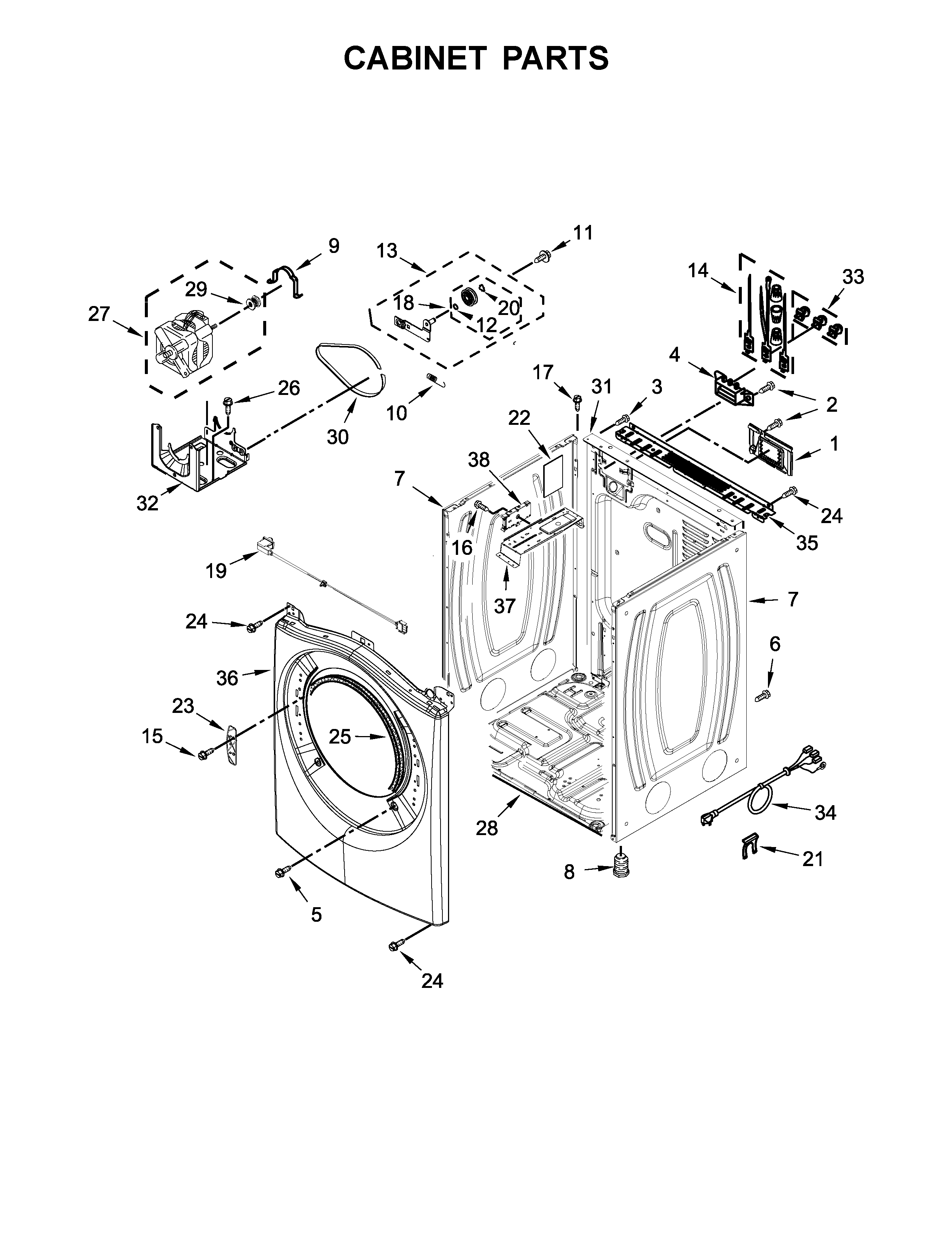 Whirlpool YWED90HEFW1 cabinet parts diagram