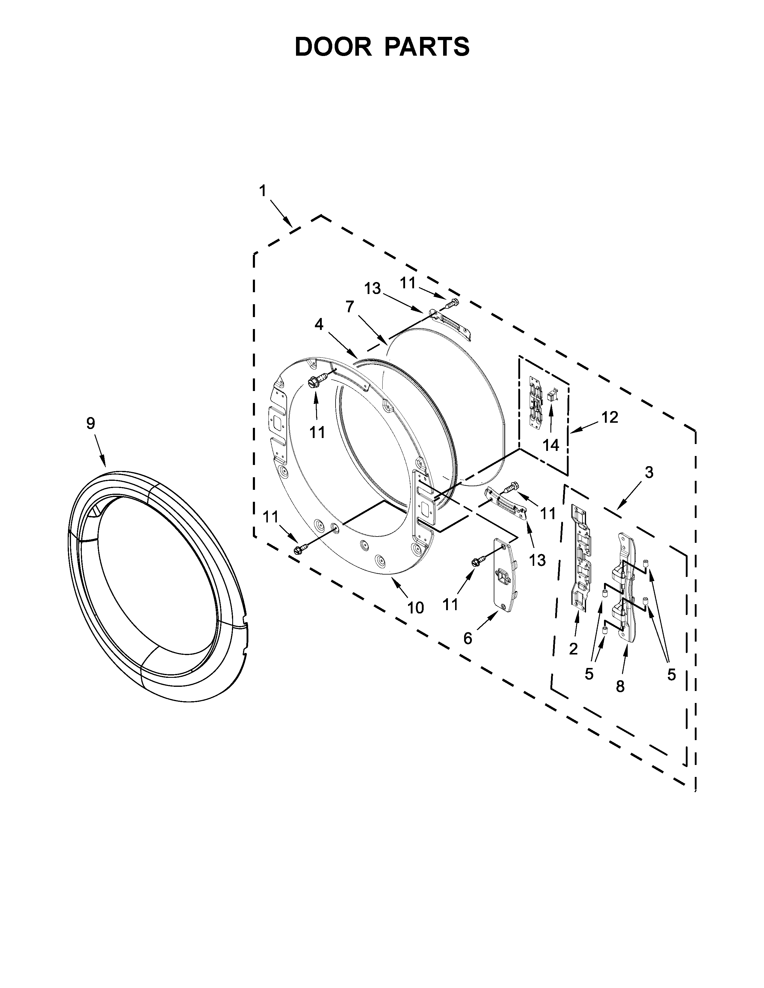 Whirlpool YWED90HEFW1 door parts diagram