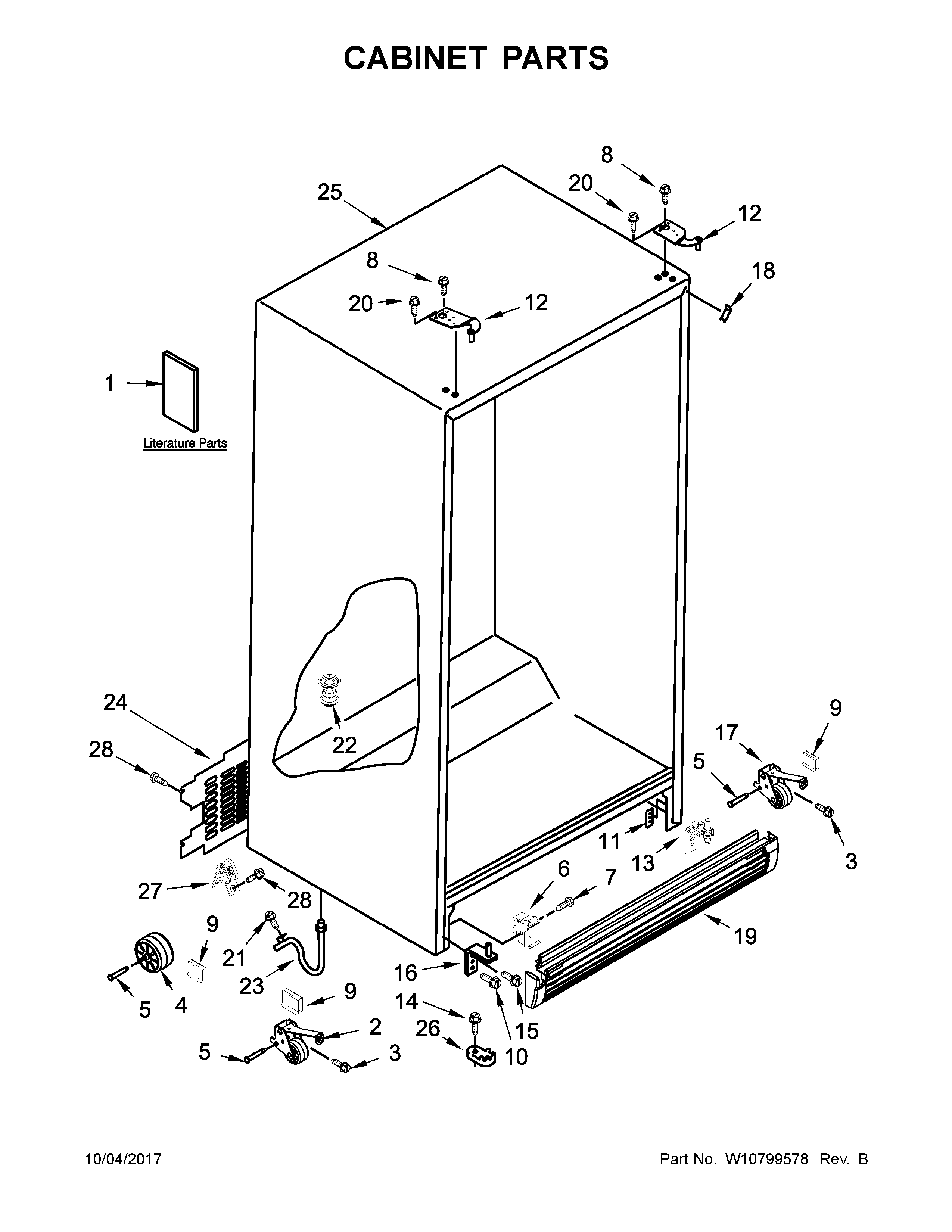 Whirlpool WRS325FNAH01 cabinet parts diagram