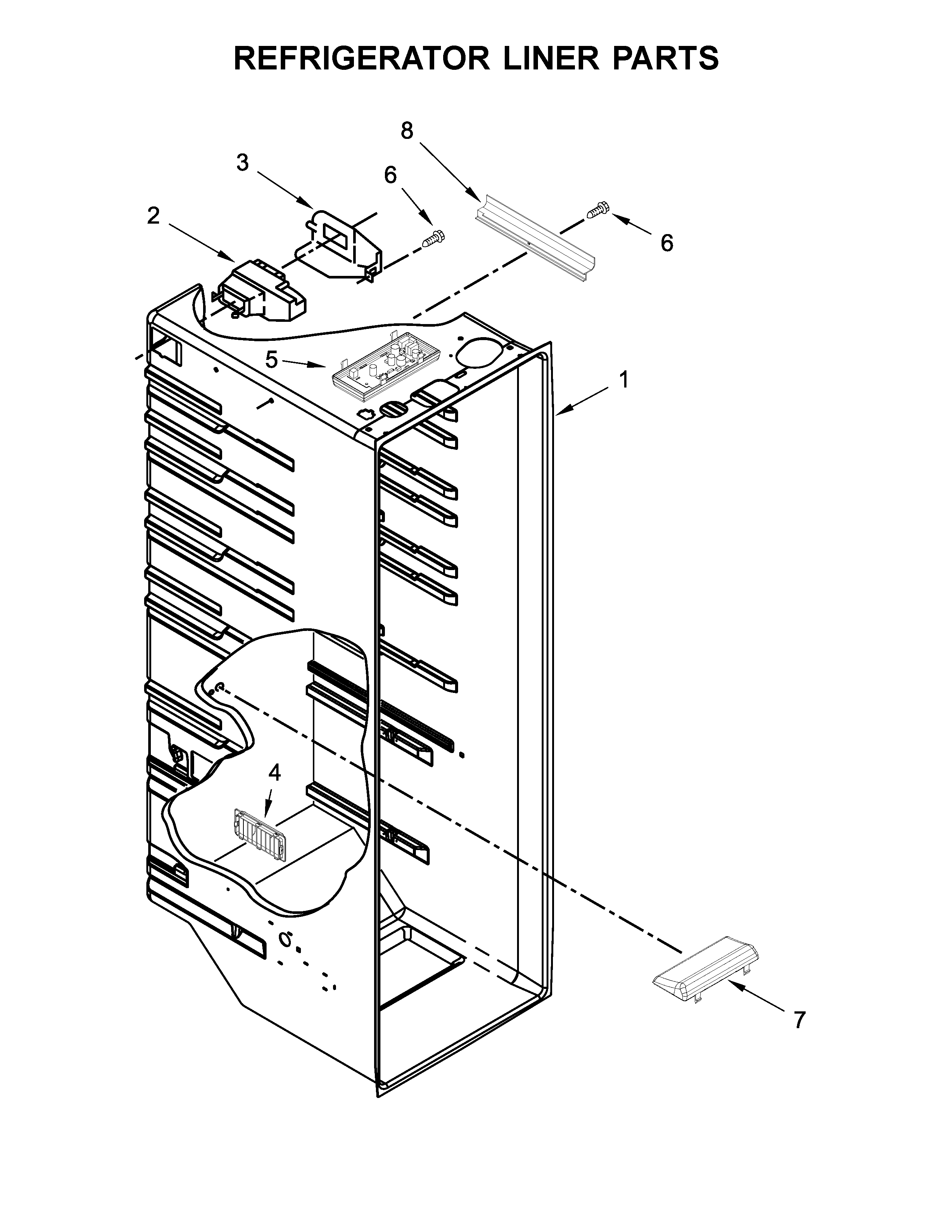 Whirlpool WRS325FNAH01 refrigerator liner parts diagram