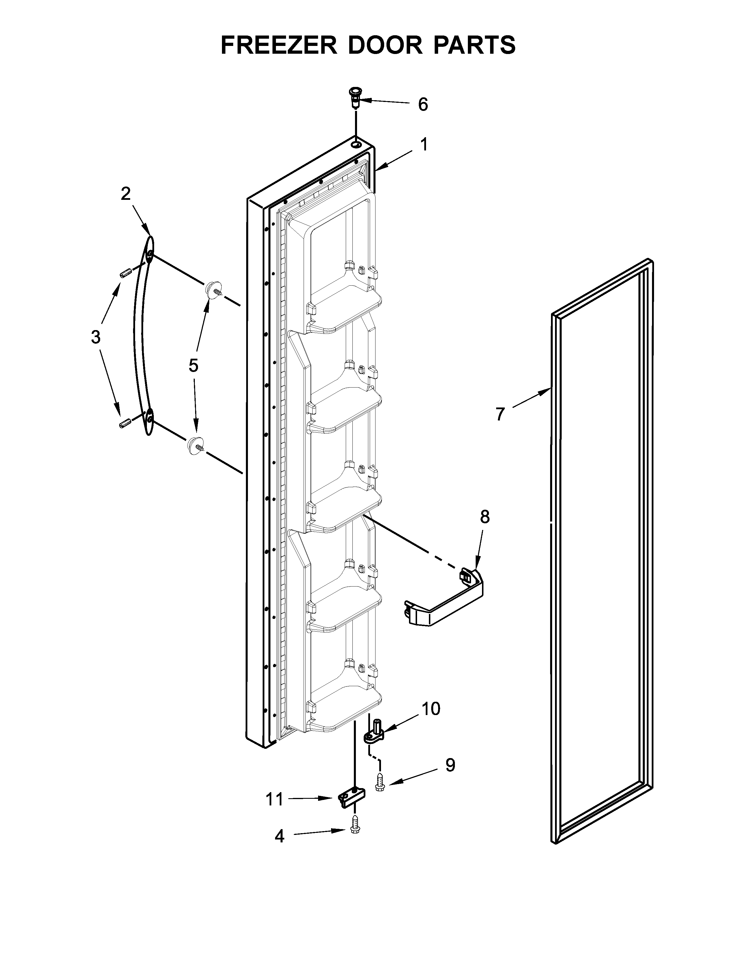 Whirlpool WRS325FNAH01 freezer door parts diagram