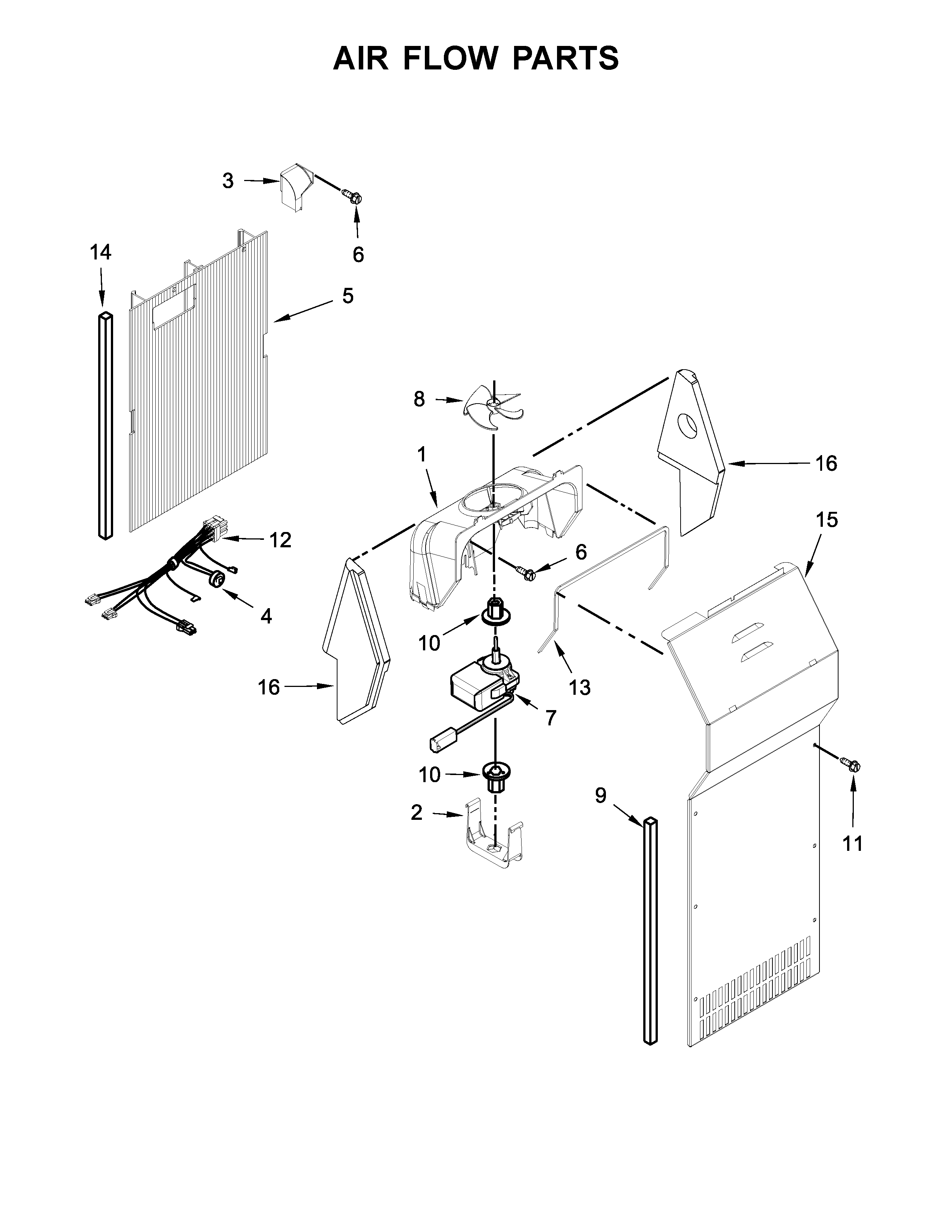 Whirlpool WRS325FNAH01 air flow parts diagram