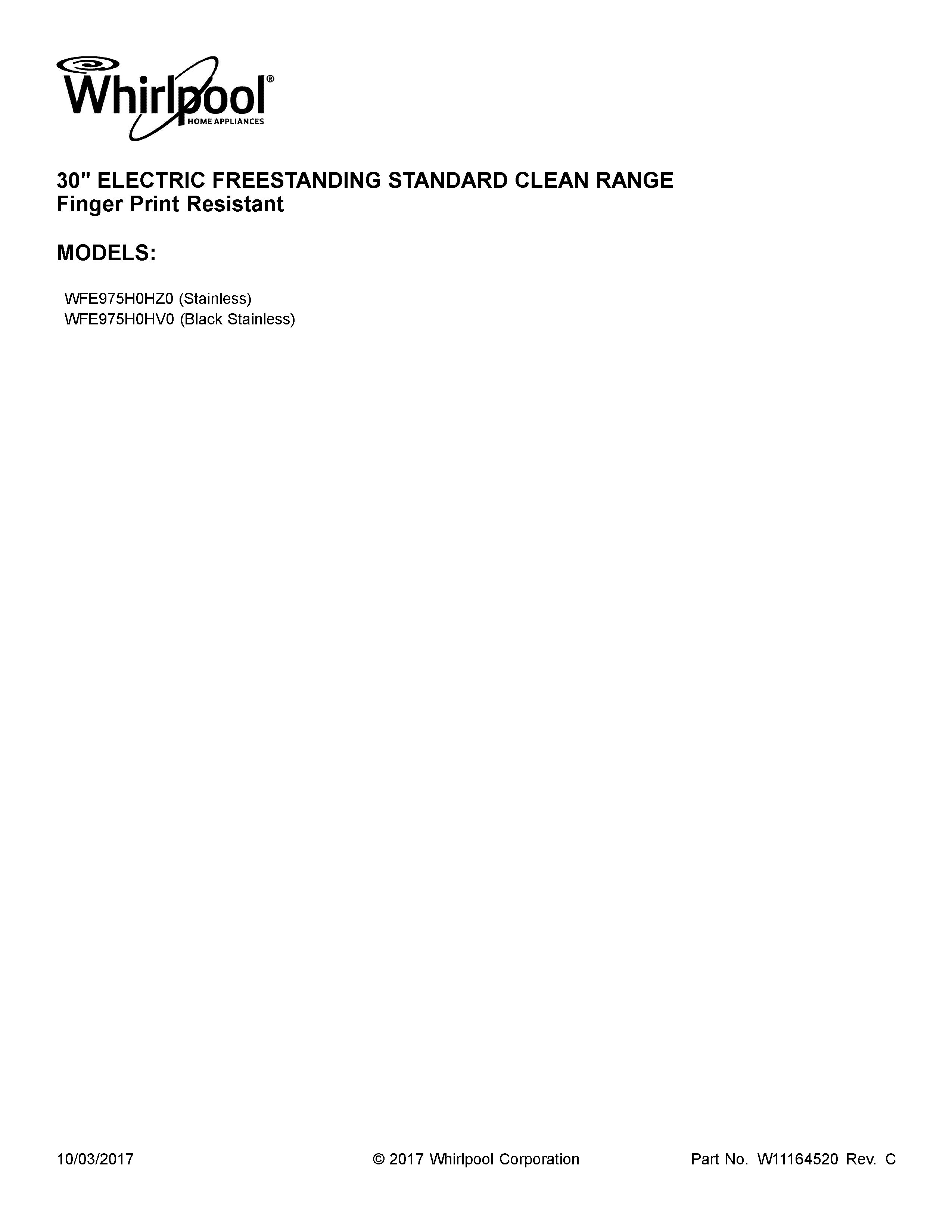 Whirlpool WFE975H0HV0 cover sheet diagram