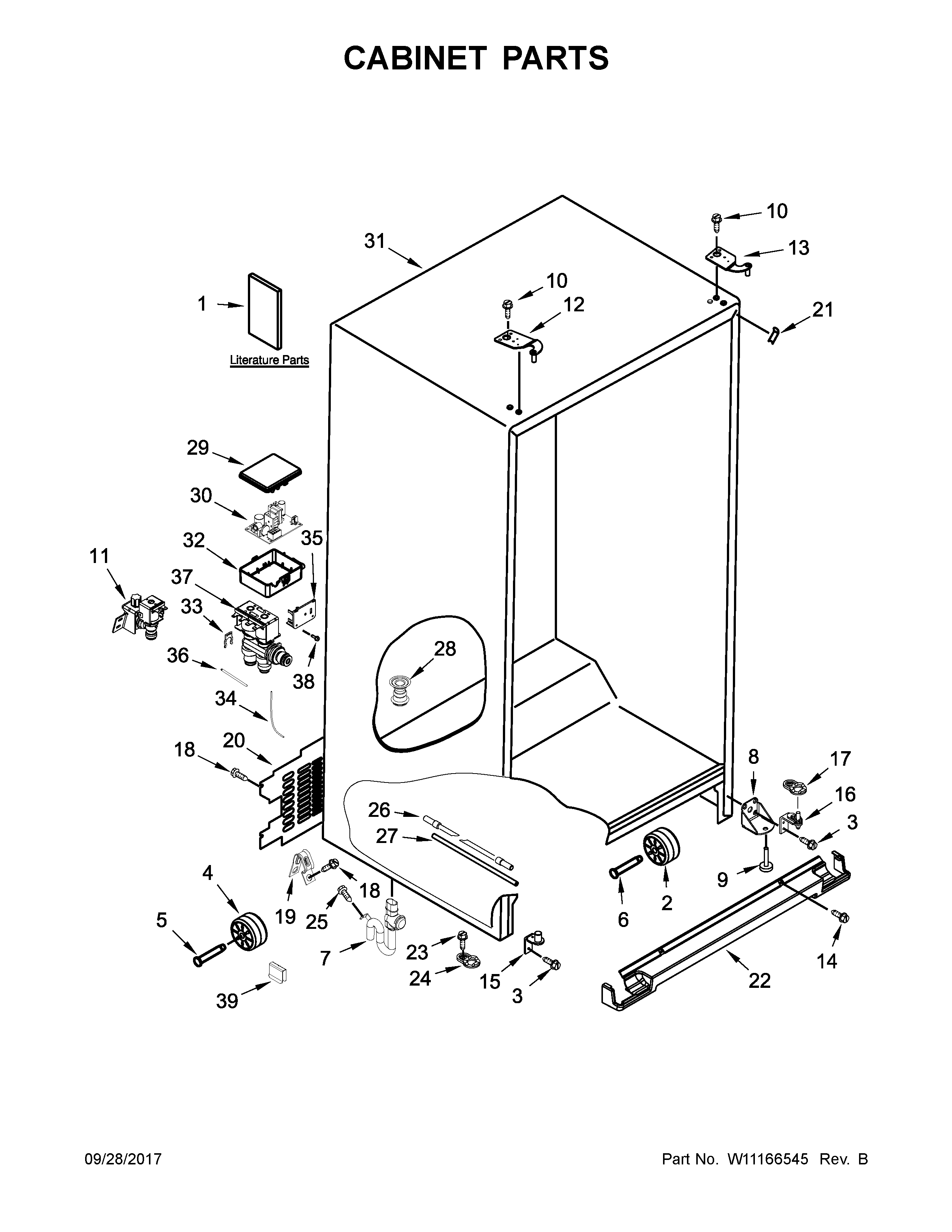 Whirlpool WRS571CIDW01 cabinet parts diagram
