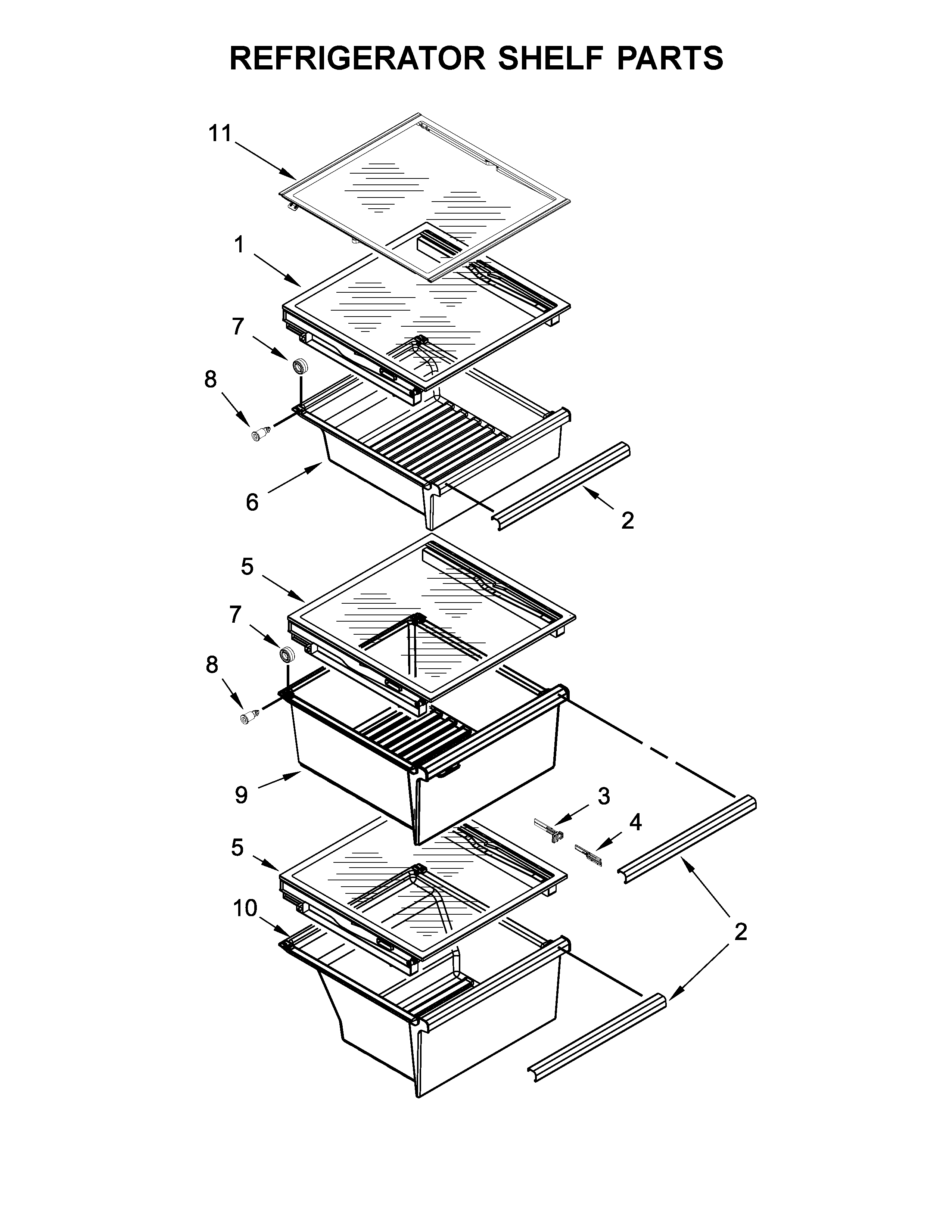 Whirlpool WRS571CIDW01 refrigerator shelf parts diagram