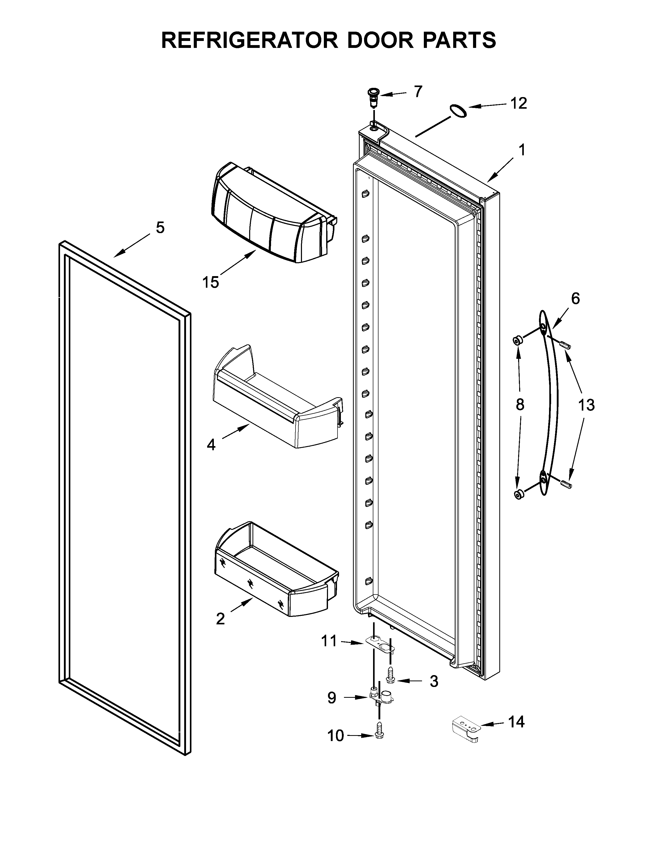 Whirlpool WRS571CIDW01 refrigerator door parts diagram