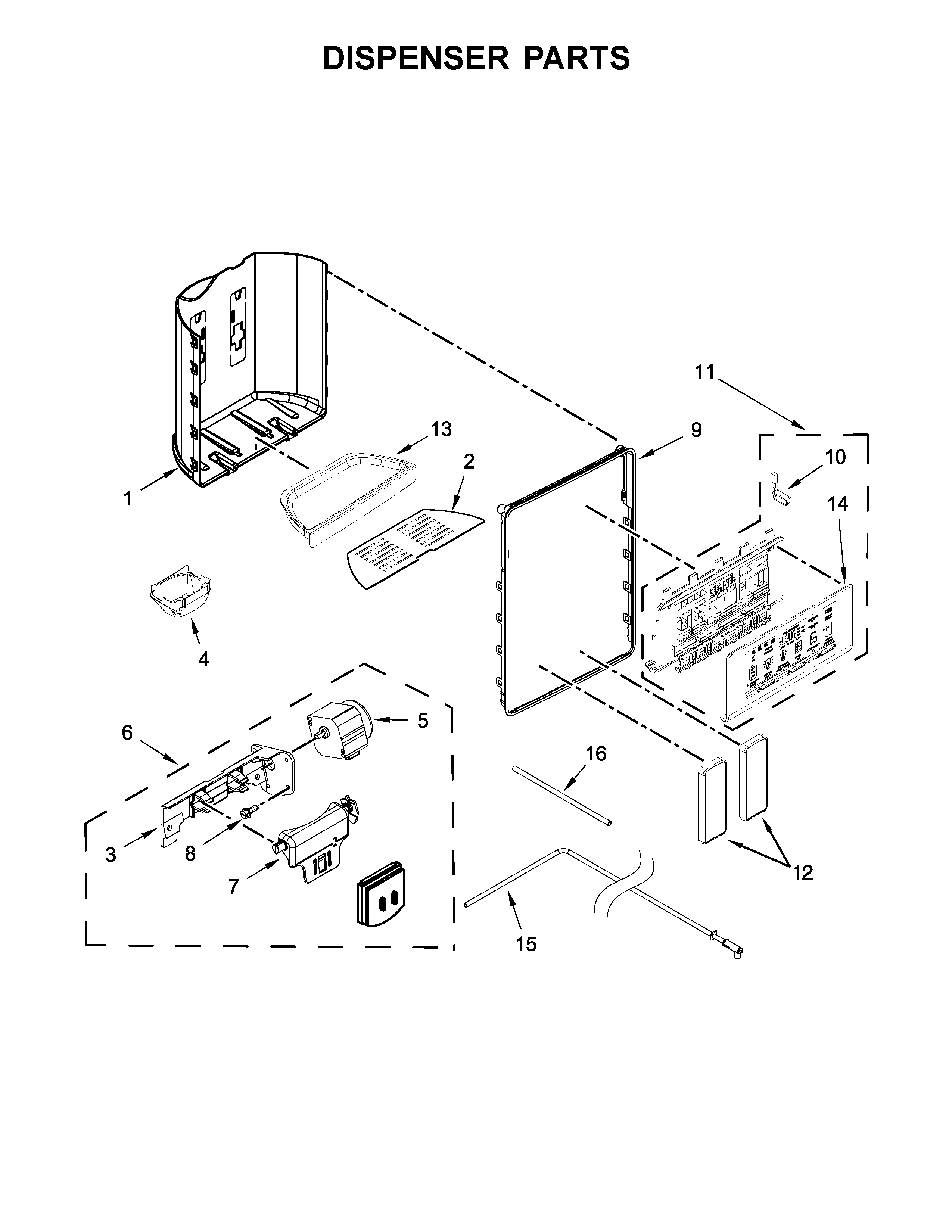 Whirlpool WRS571CIDW01 dispenser parts diagram