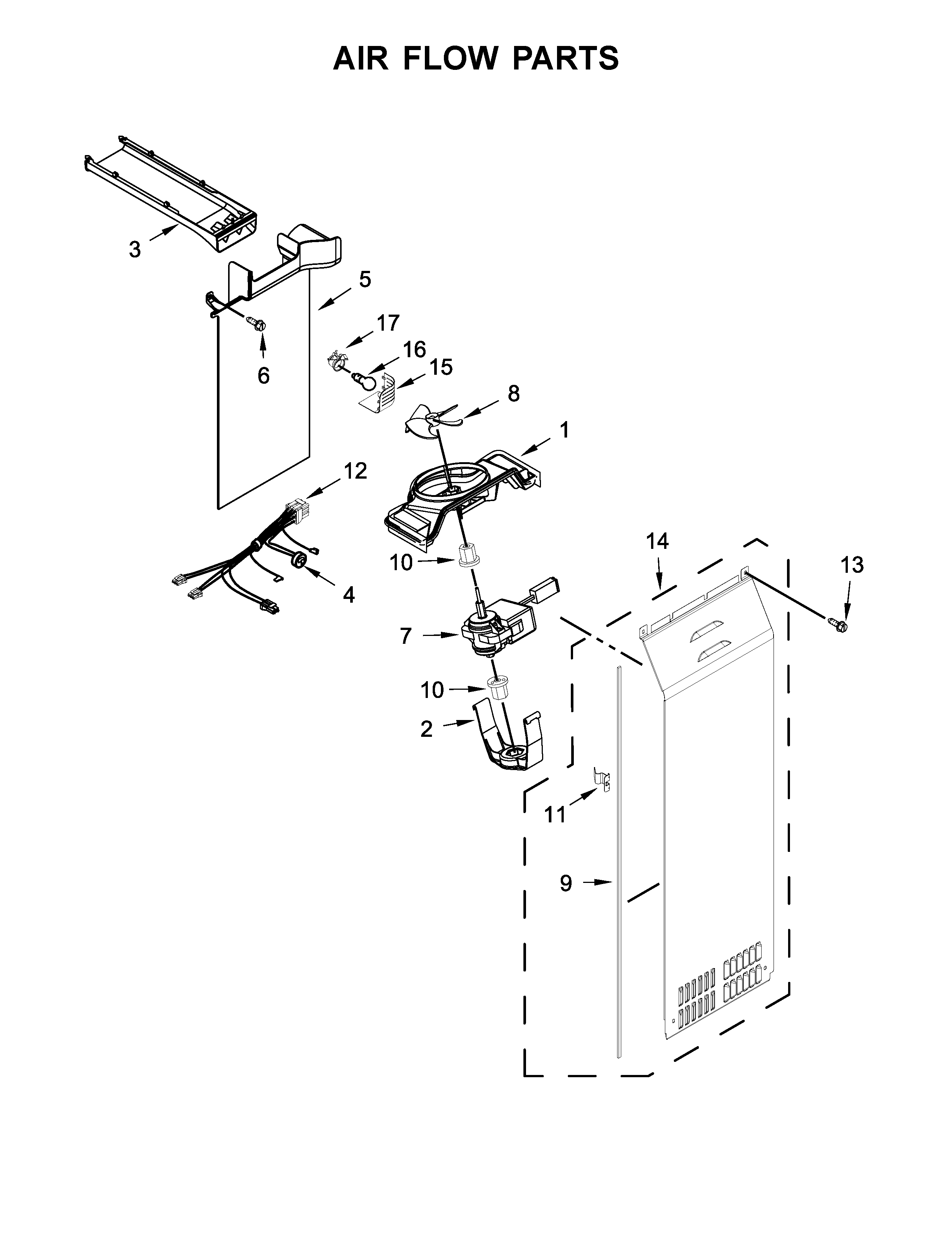 Whirlpool WRS571CIDW01 air flow parts diagram