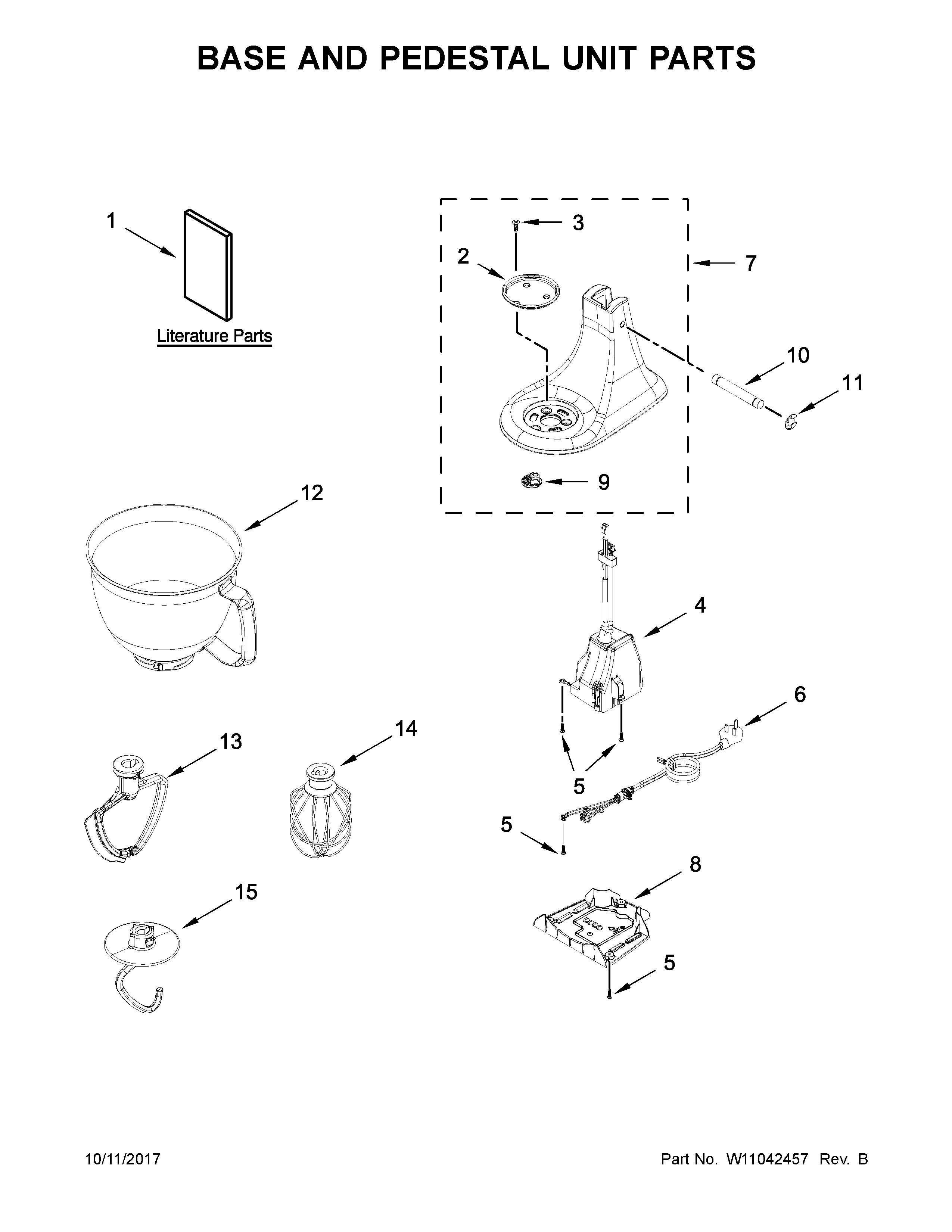 KitchenAid KSM3316PHW0 base and pedestal unit parts diagram