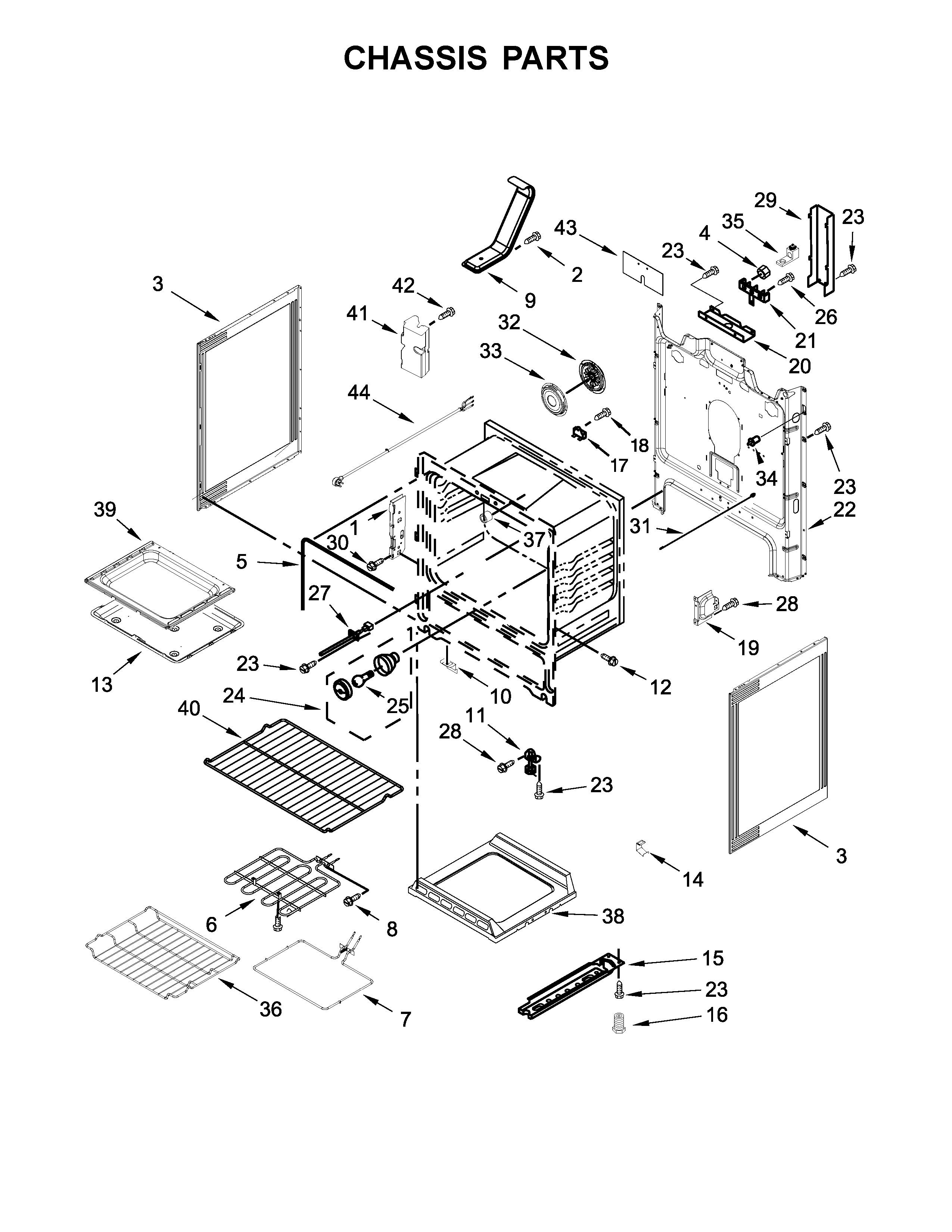 Whirlpool YWFE975H0HZ0 chassis parts diagram