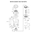 Whirlpool WTW8500DR4 motor, basket and tub parts diagram