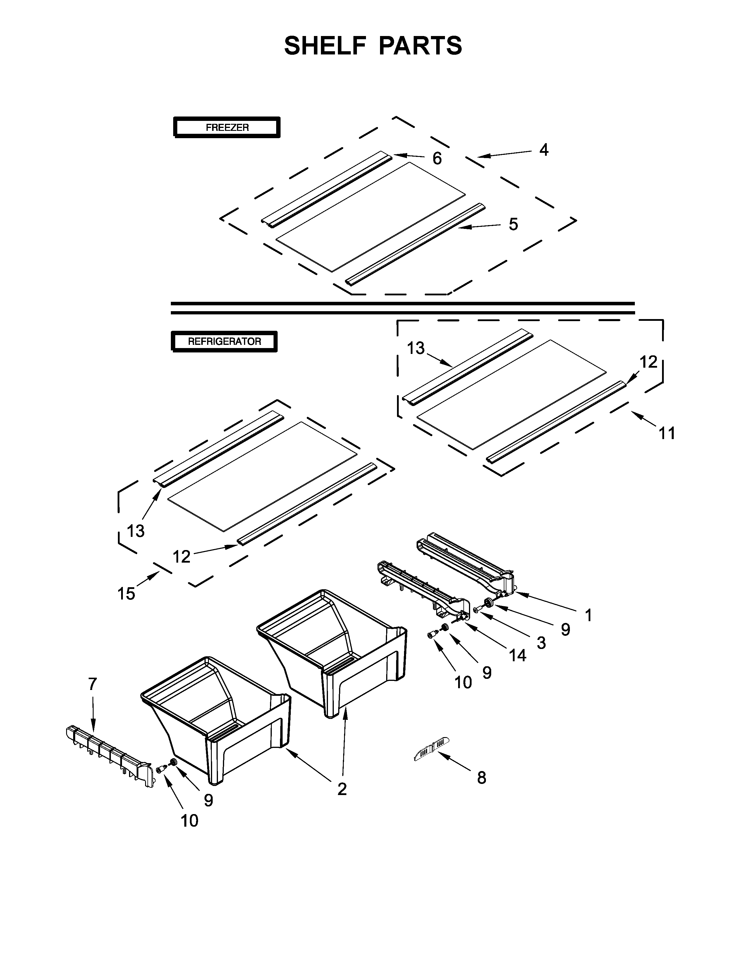 Amana ART318FFDW03 shelf parts diagram