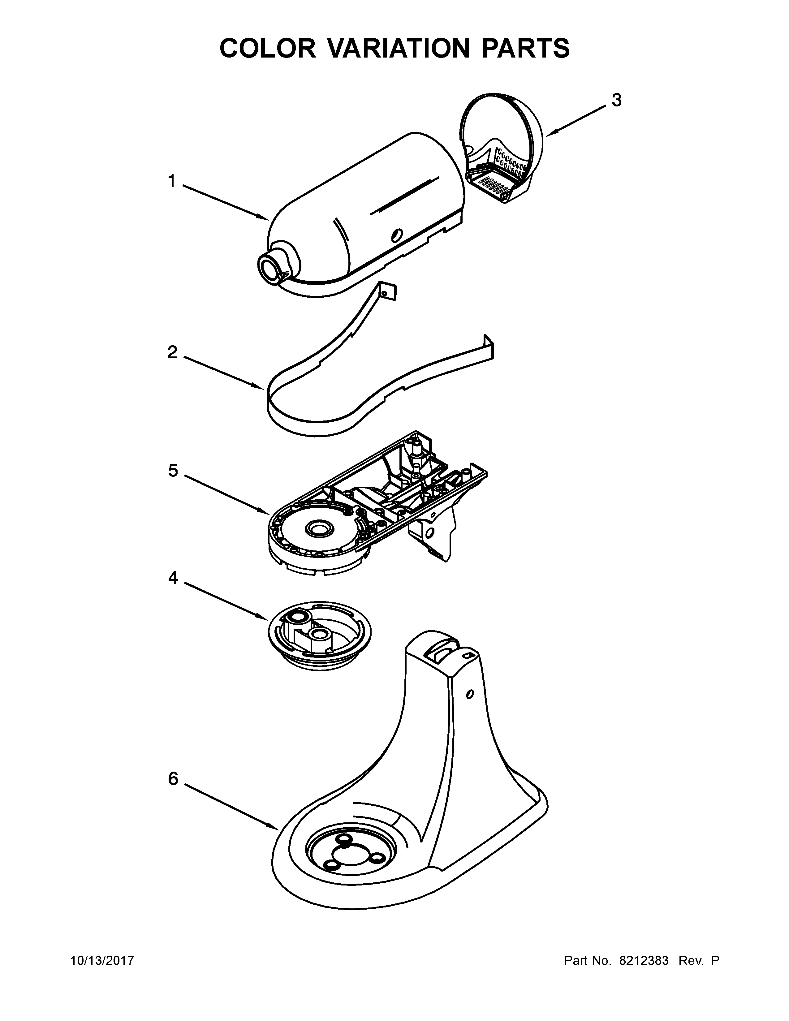 KitchenAid 5KSM150PSEER4 color variation parts diagram