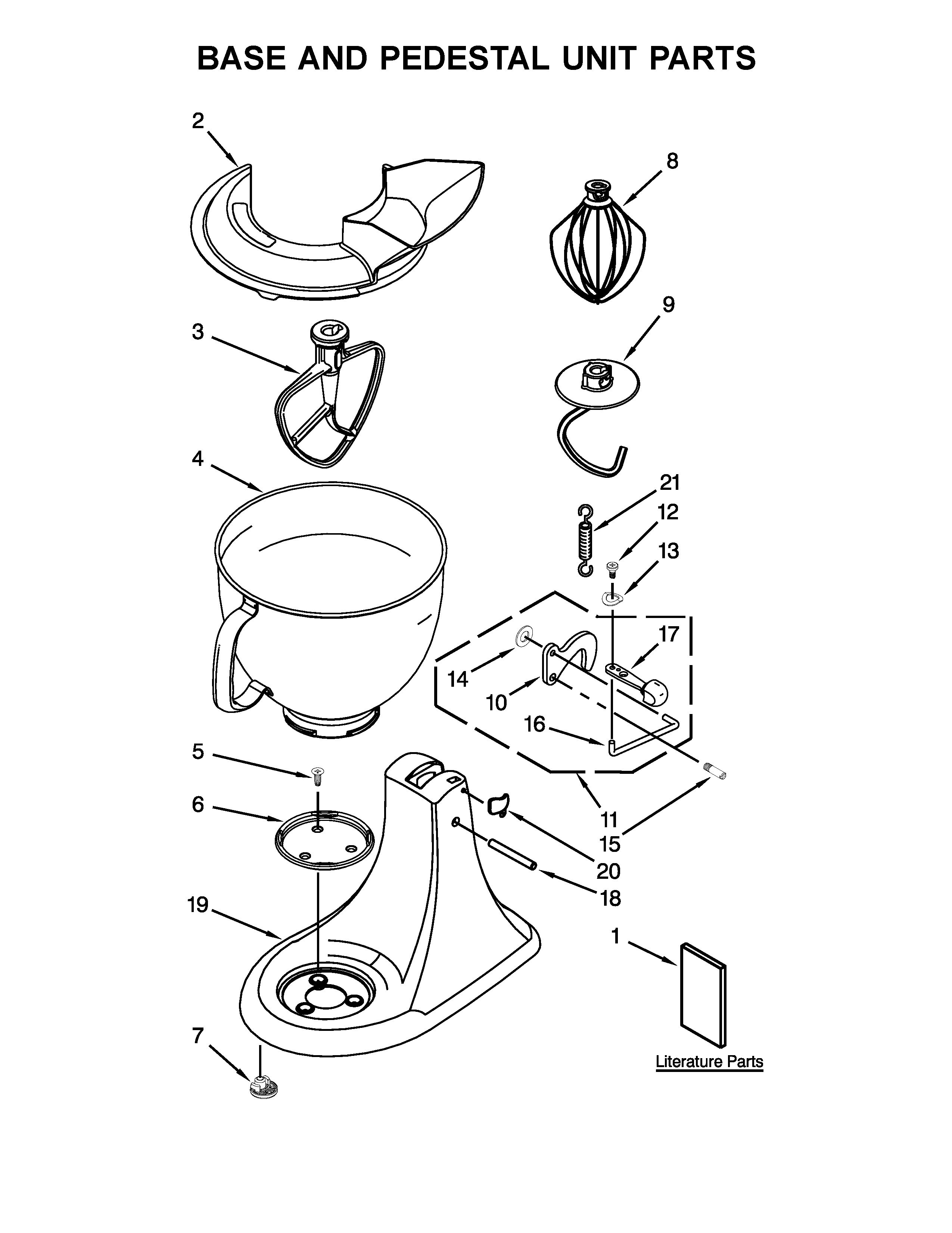 KitchenAid 5KSM150PSECL4 base and pedestal unit parts diagram