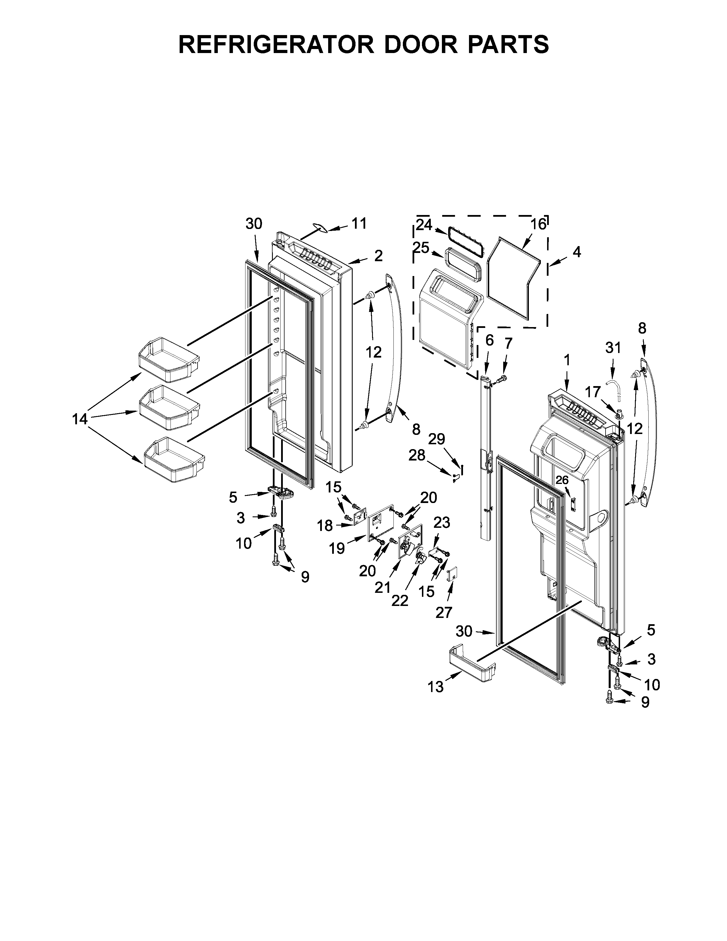 Whirlpool WRX988SIBM00 refrigerator door parts diagram