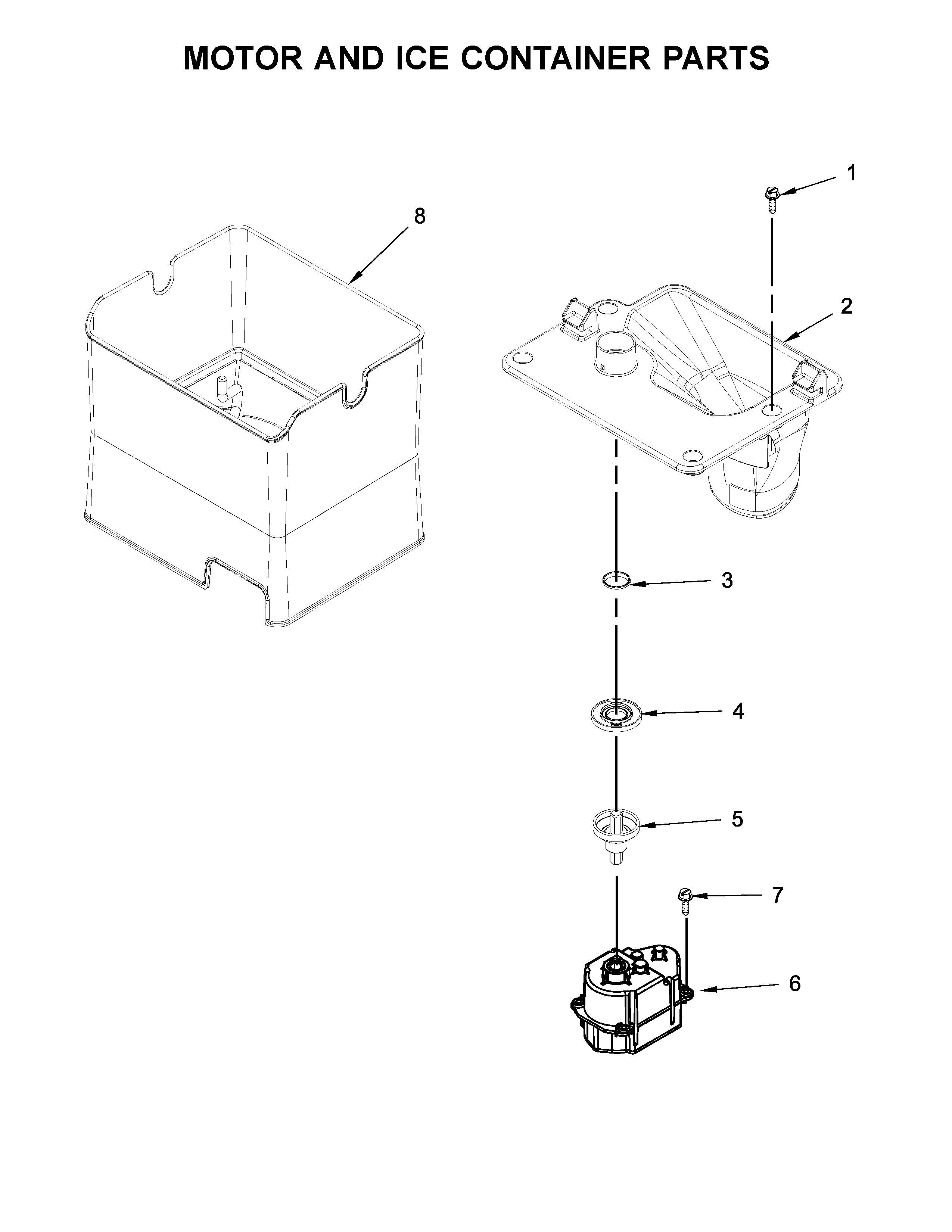 Whirlpool WRX988SIBM00 motor and ice container parts diagram