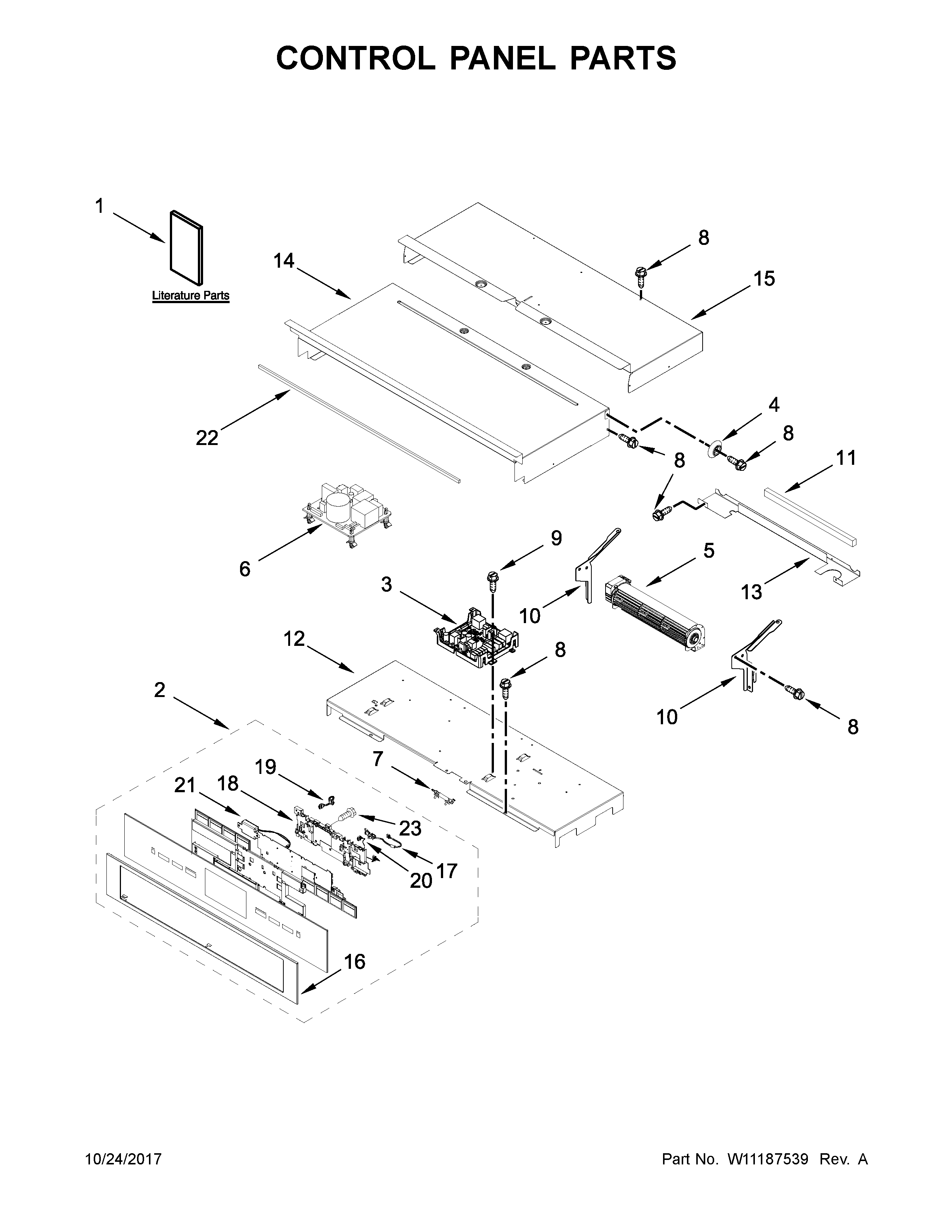 Jenn-Air JJW2427DS02 control panel parts diagram