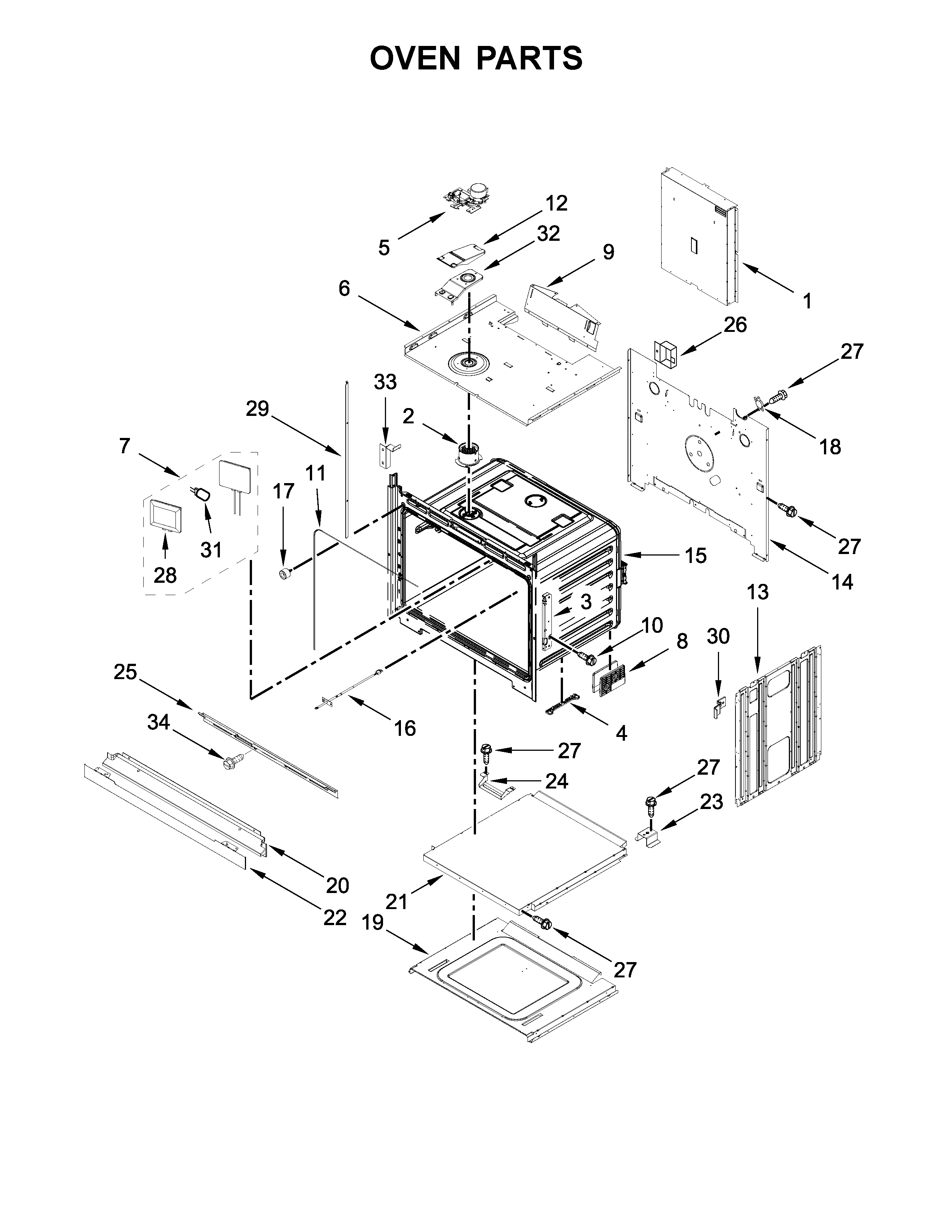 Jenn-Air JJW2427DS02 oven parts diagram