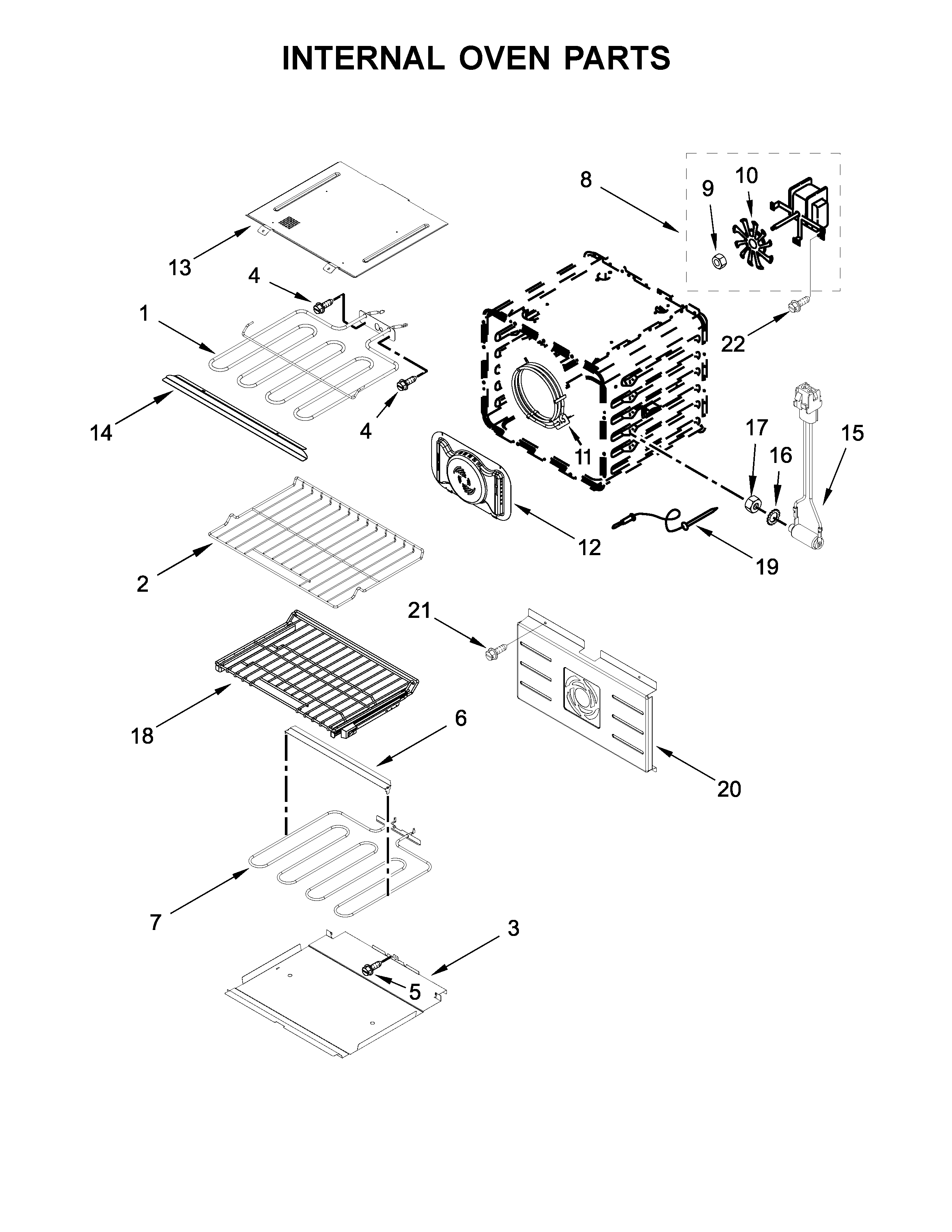 Jenn-Air JJW2427DS02 internal oven parts diagram