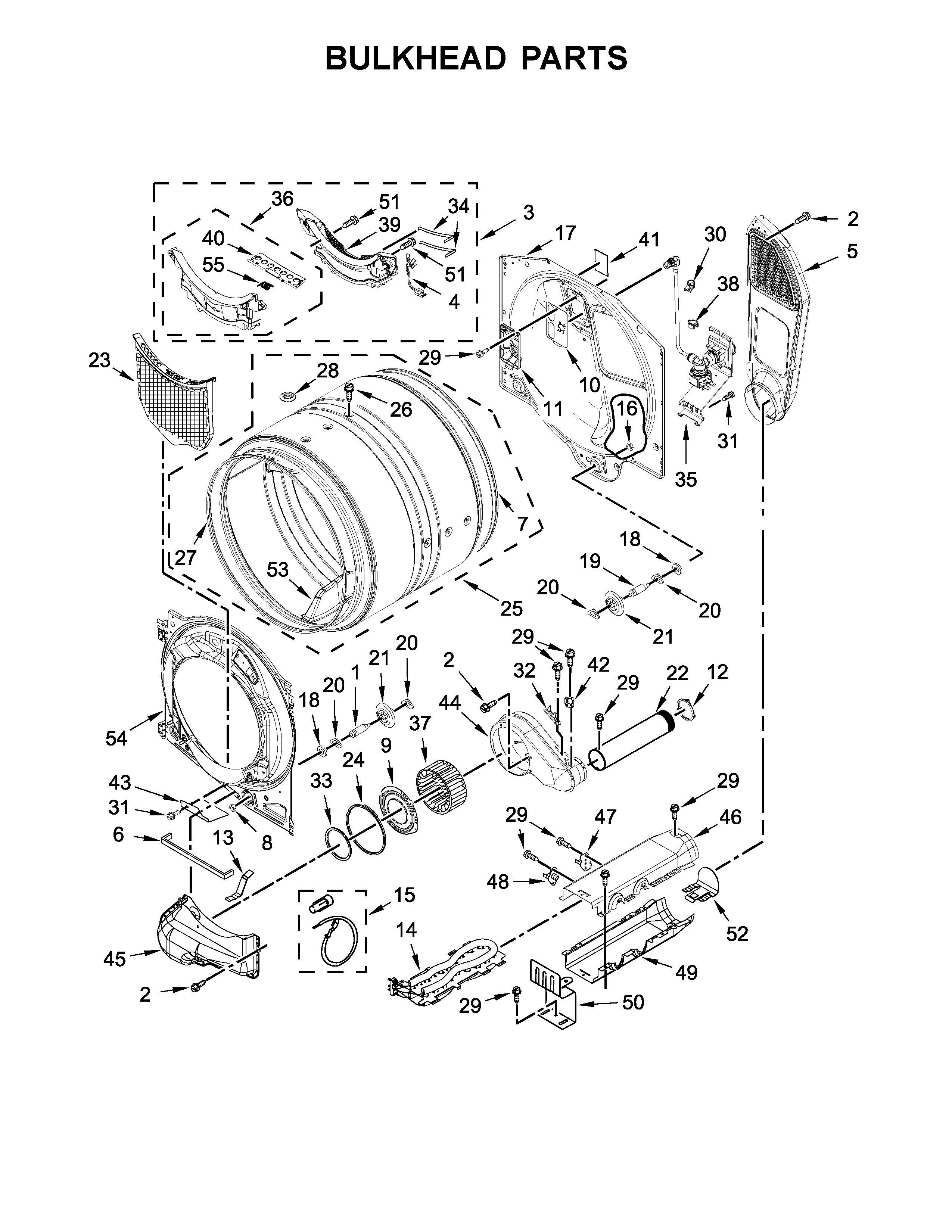 Whirlpool WED85HEFW0 bulkhead parts diagram