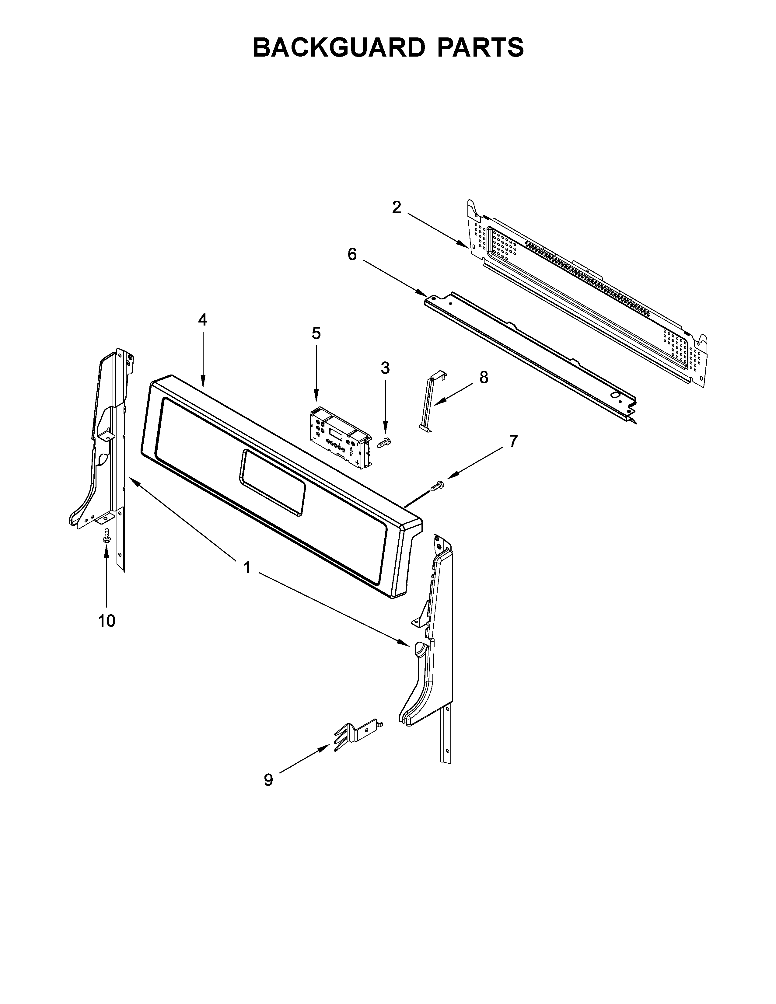 Whirlpool WFG505M0BW2 backguard parts diagram