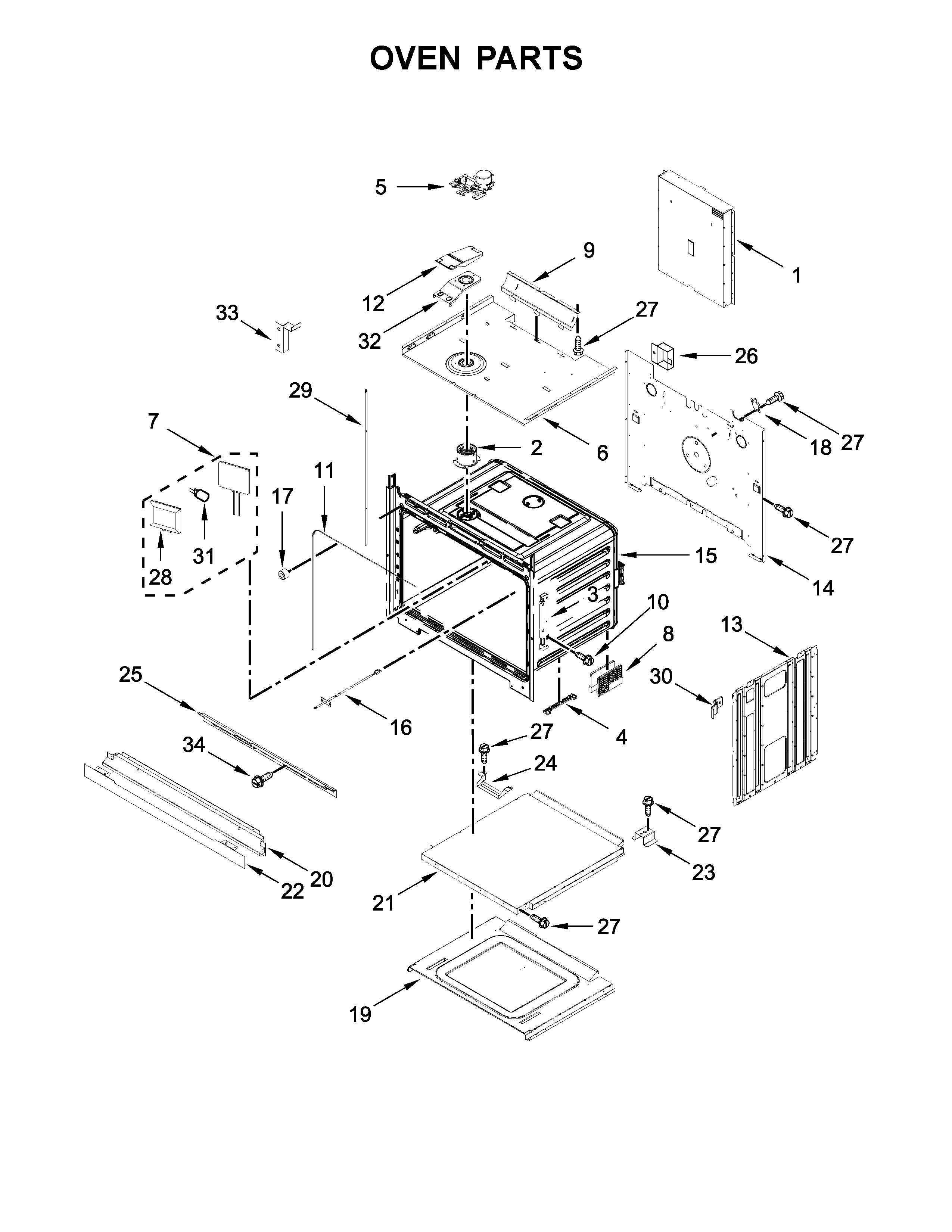 Jenn-Air JJW2427DB02 oven parts diagram