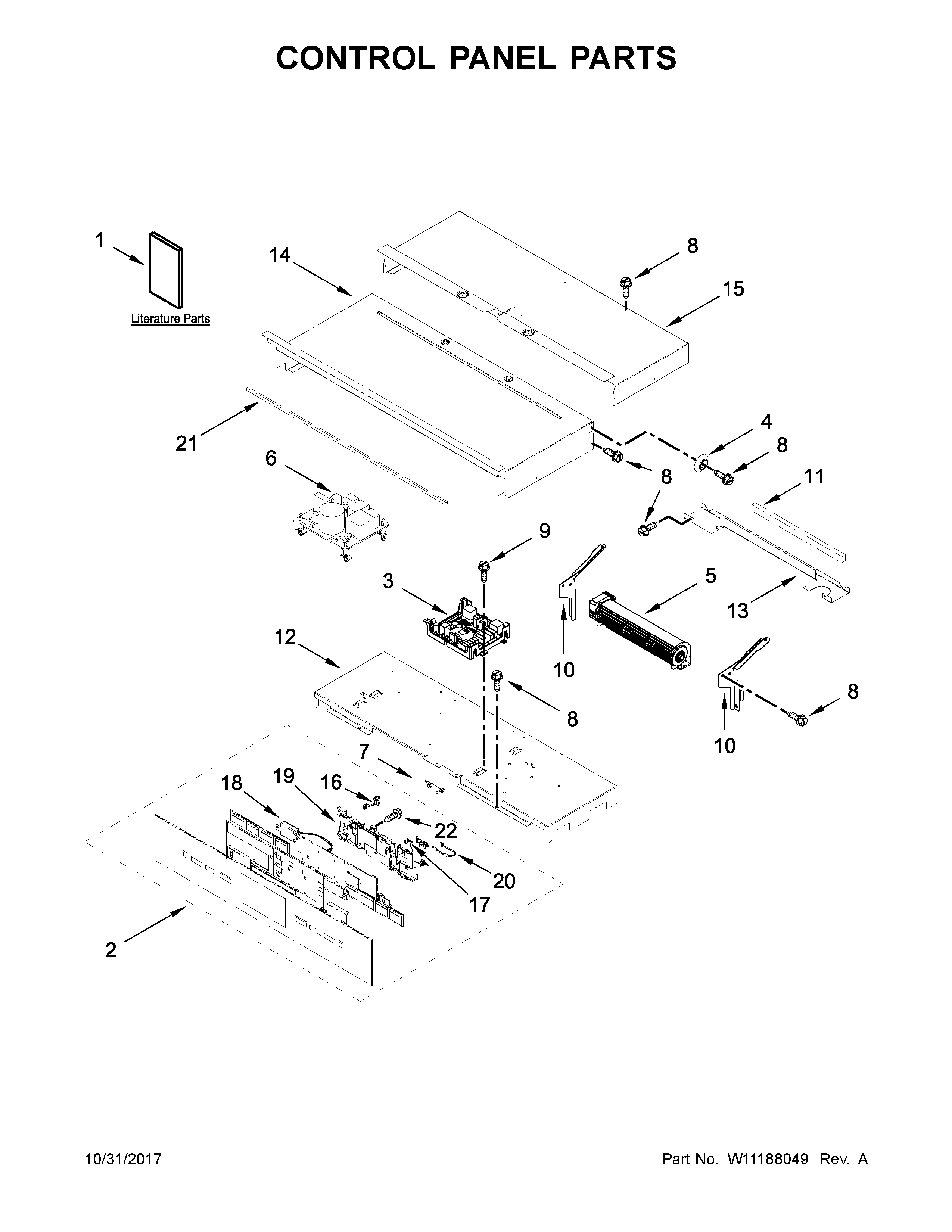 Jenn-Air JJW2430DB02 control panel parts diagram