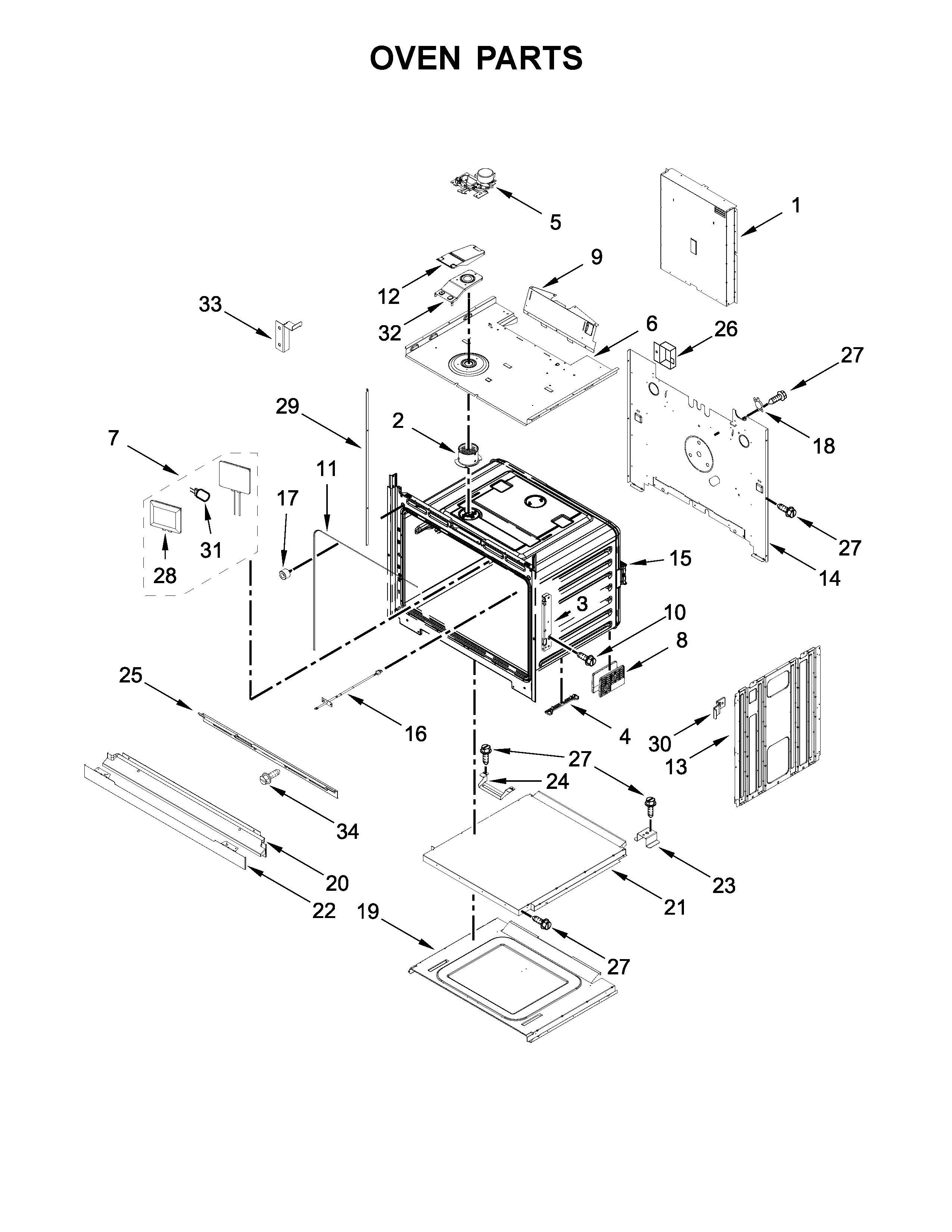 Jenn-Air JJW2430DB02 oven parts diagram