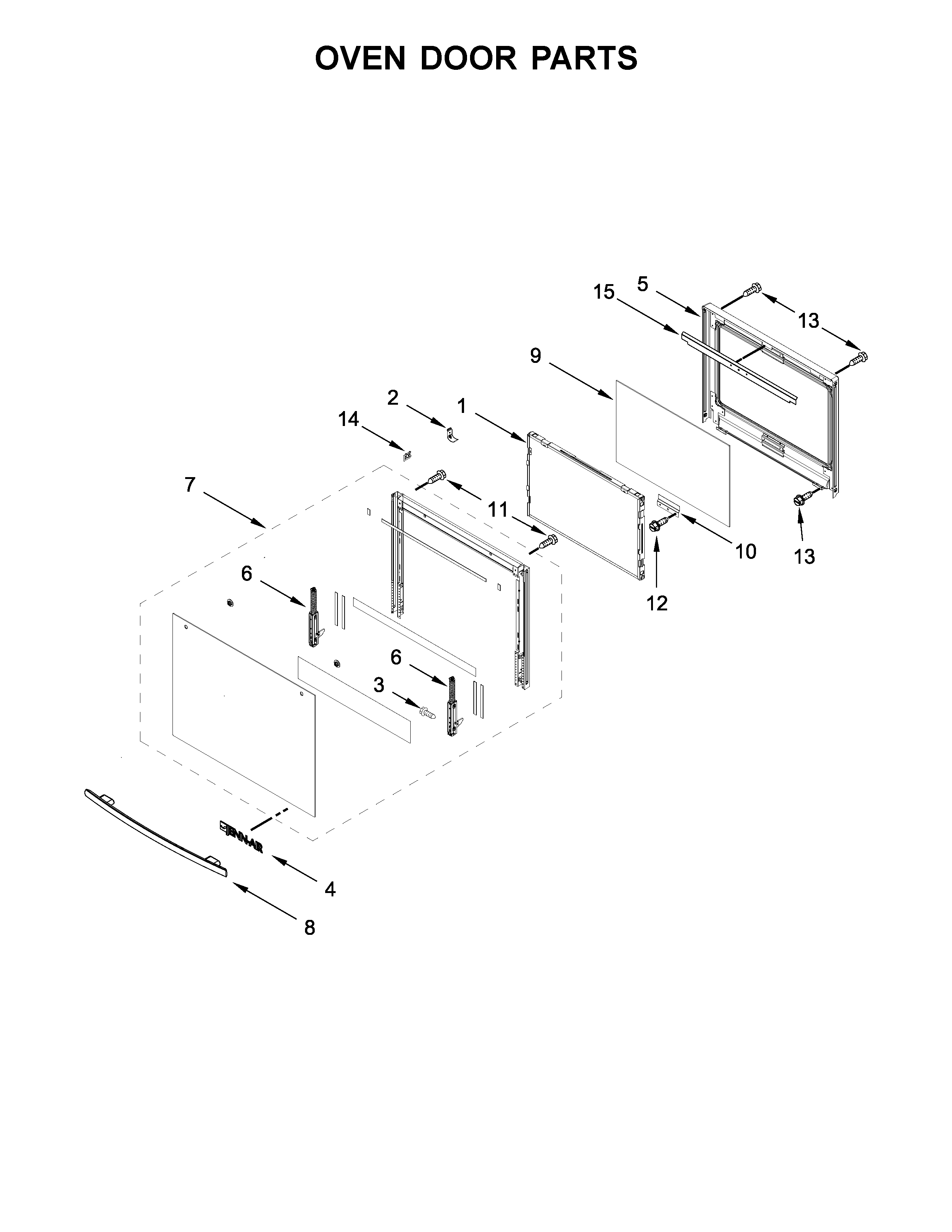 Jenn-Air JJW2430DB02 oven door parts diagram