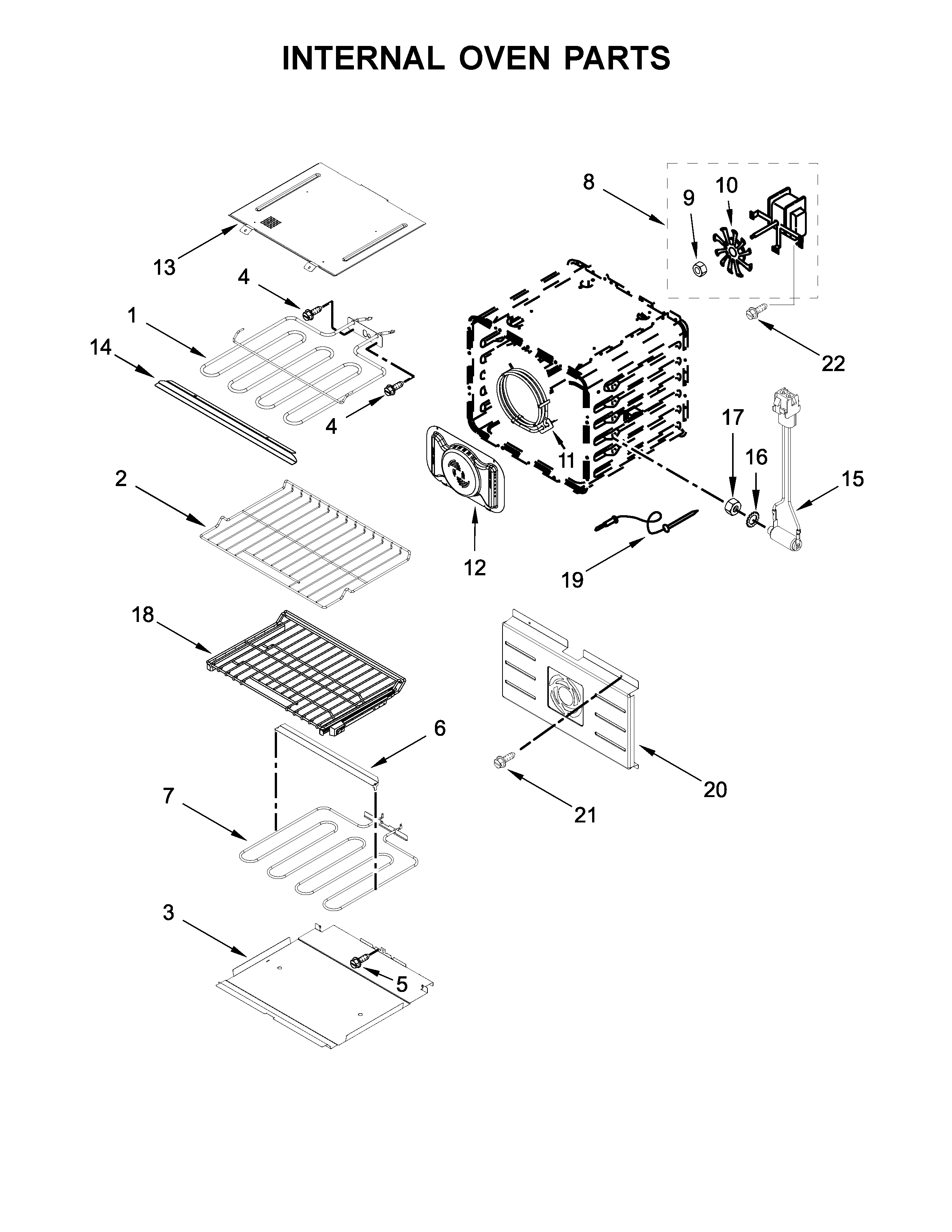 Jenn-Air JJW2430DB02 internal oven parts diagram