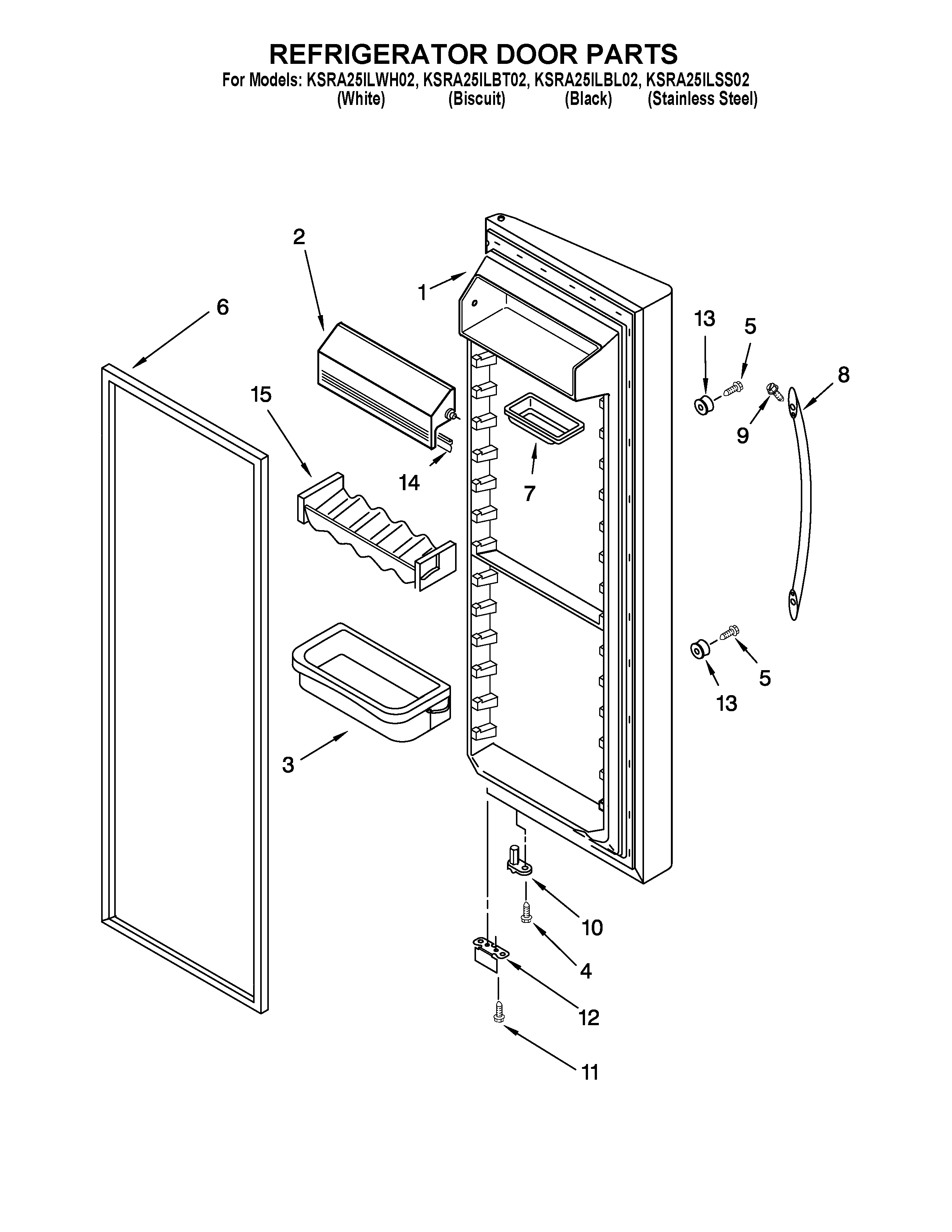 KitchenAid KSRA25ILBT02 refrigerator door parts diagram