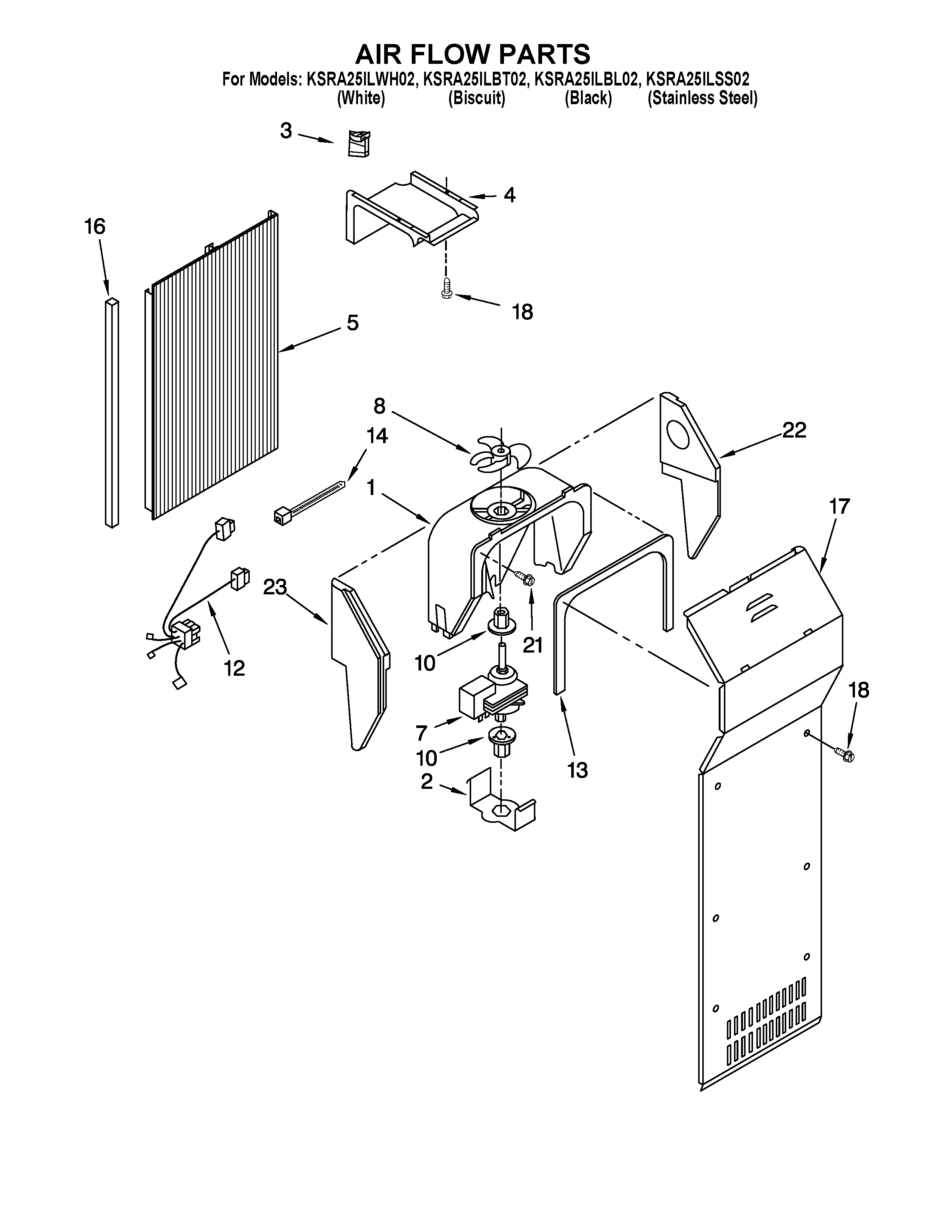KitchenAid KSRA25ILBT02 air flow parts diagram