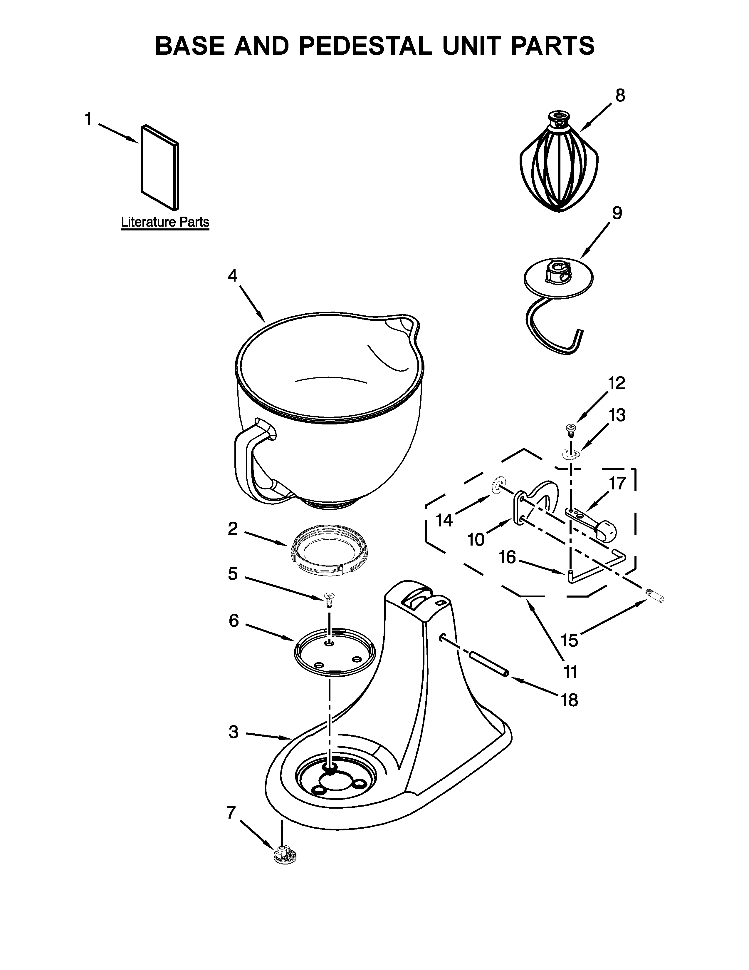KitchenAid 4KSM105GBCER0 base and pedestal unit parts diagram