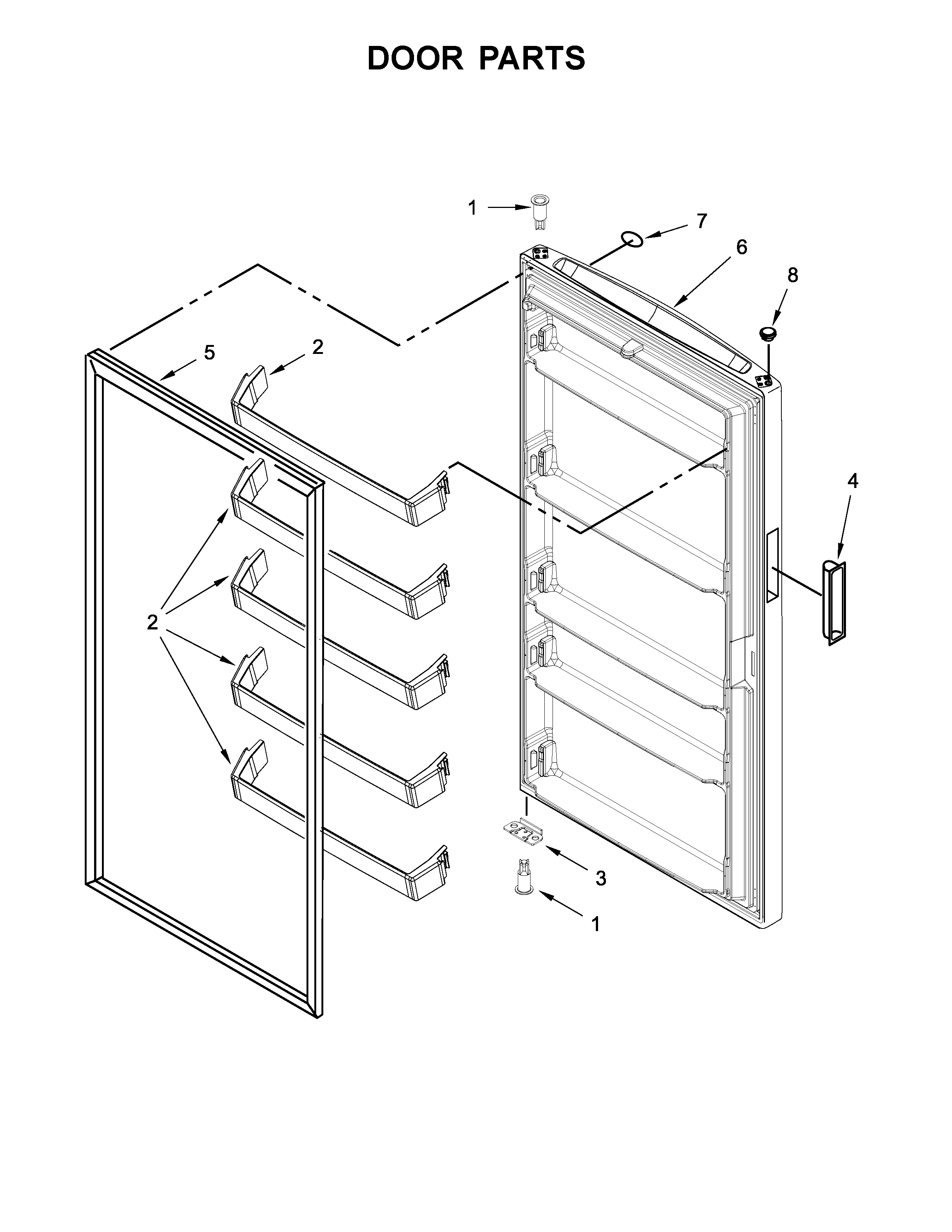 Whirlpool WZF34X16DW02 door parts diagram