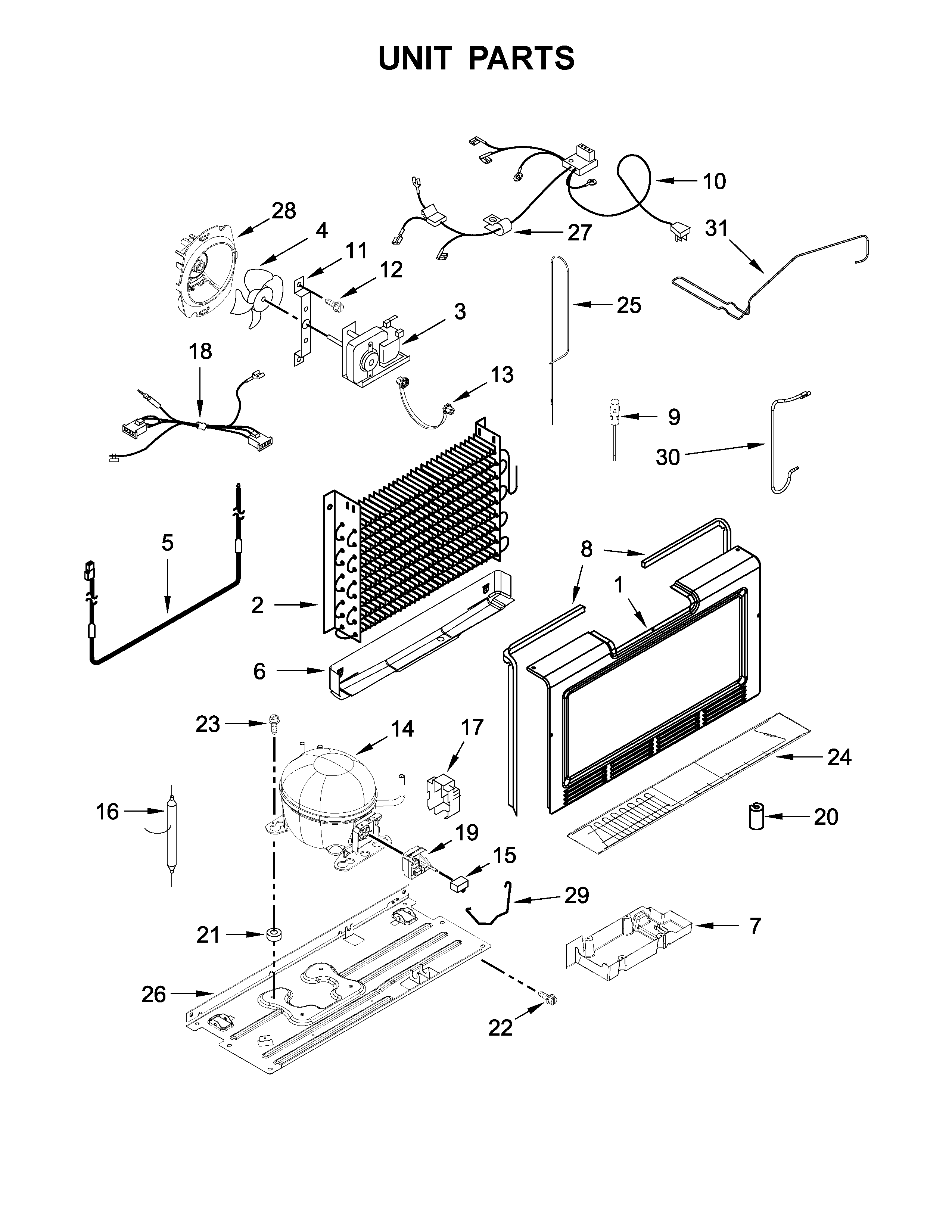 Whirlpool WZF34X16DW02 unit parts diagram