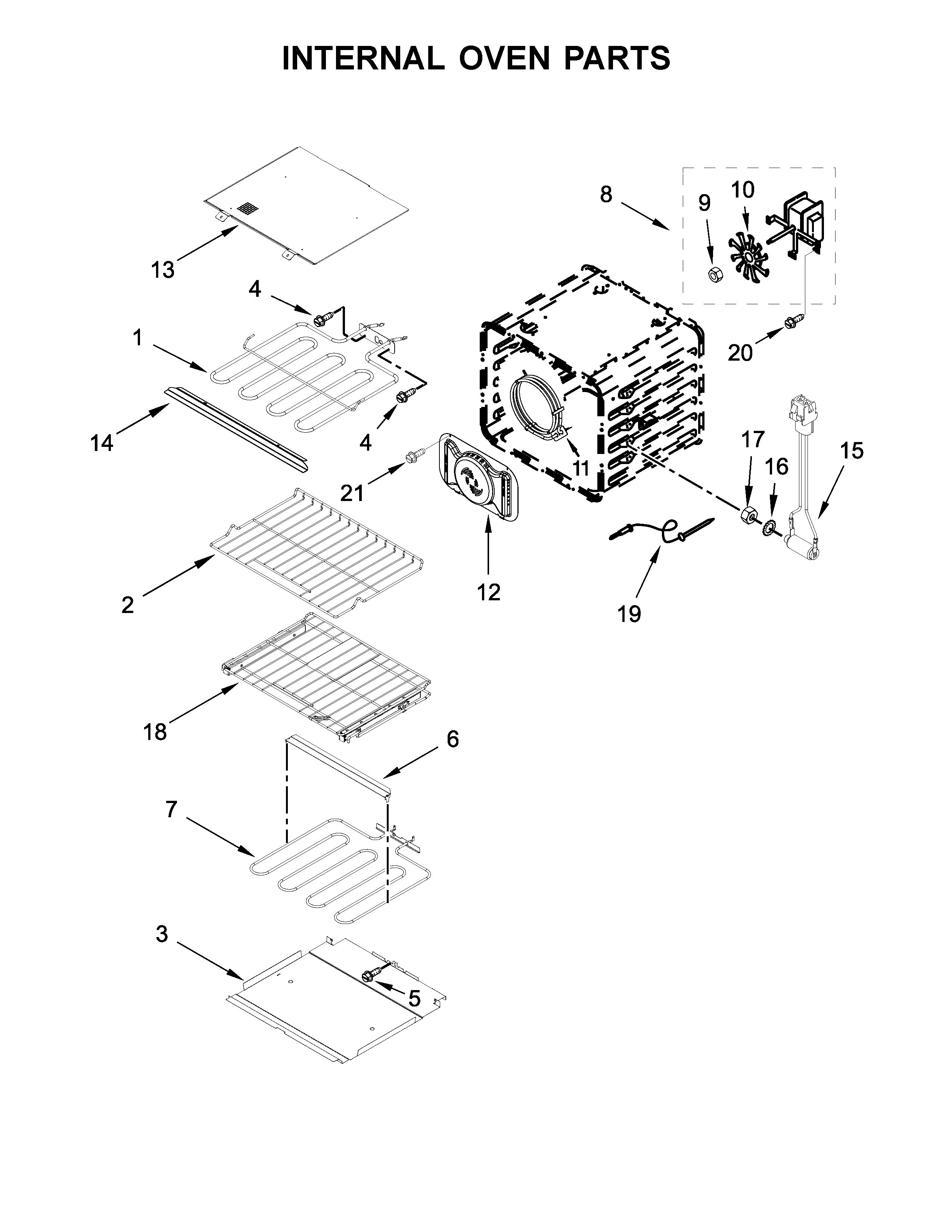 KitchenAid KODE300ESS03 internal oven parts diagram