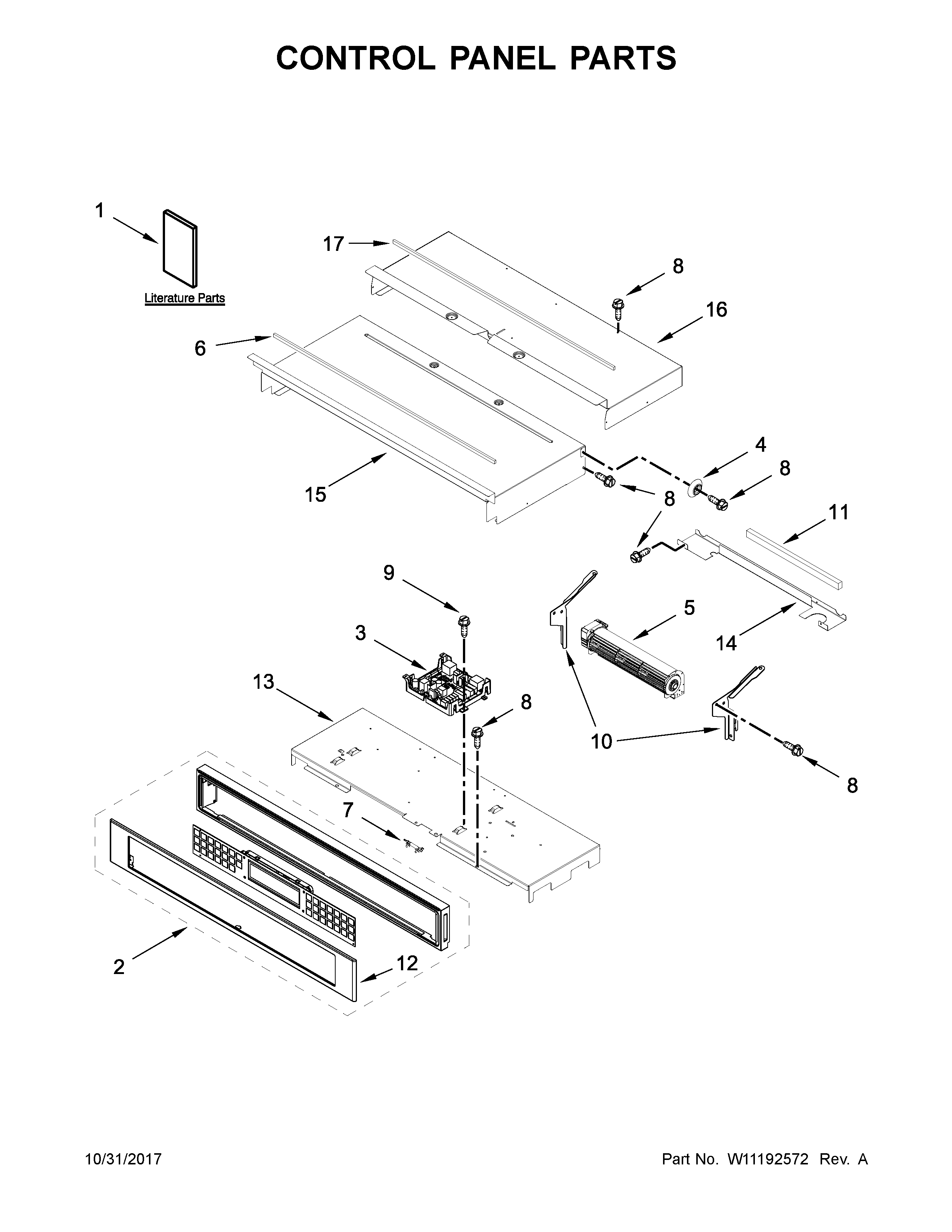 KitchenAid KOST100ESS02 control panel parts diagram
