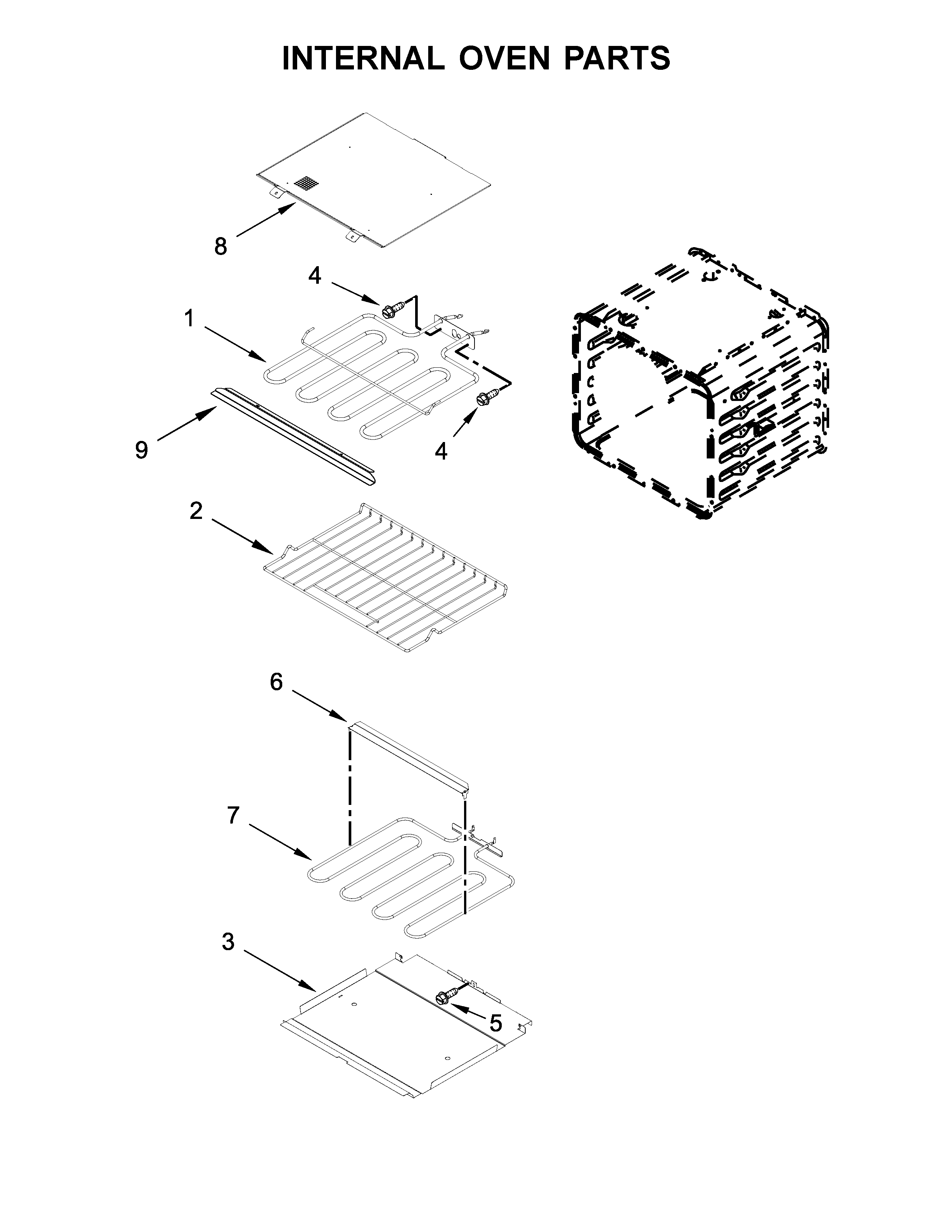 KitchenAid KOST100ESS02 internal oven parts diagram