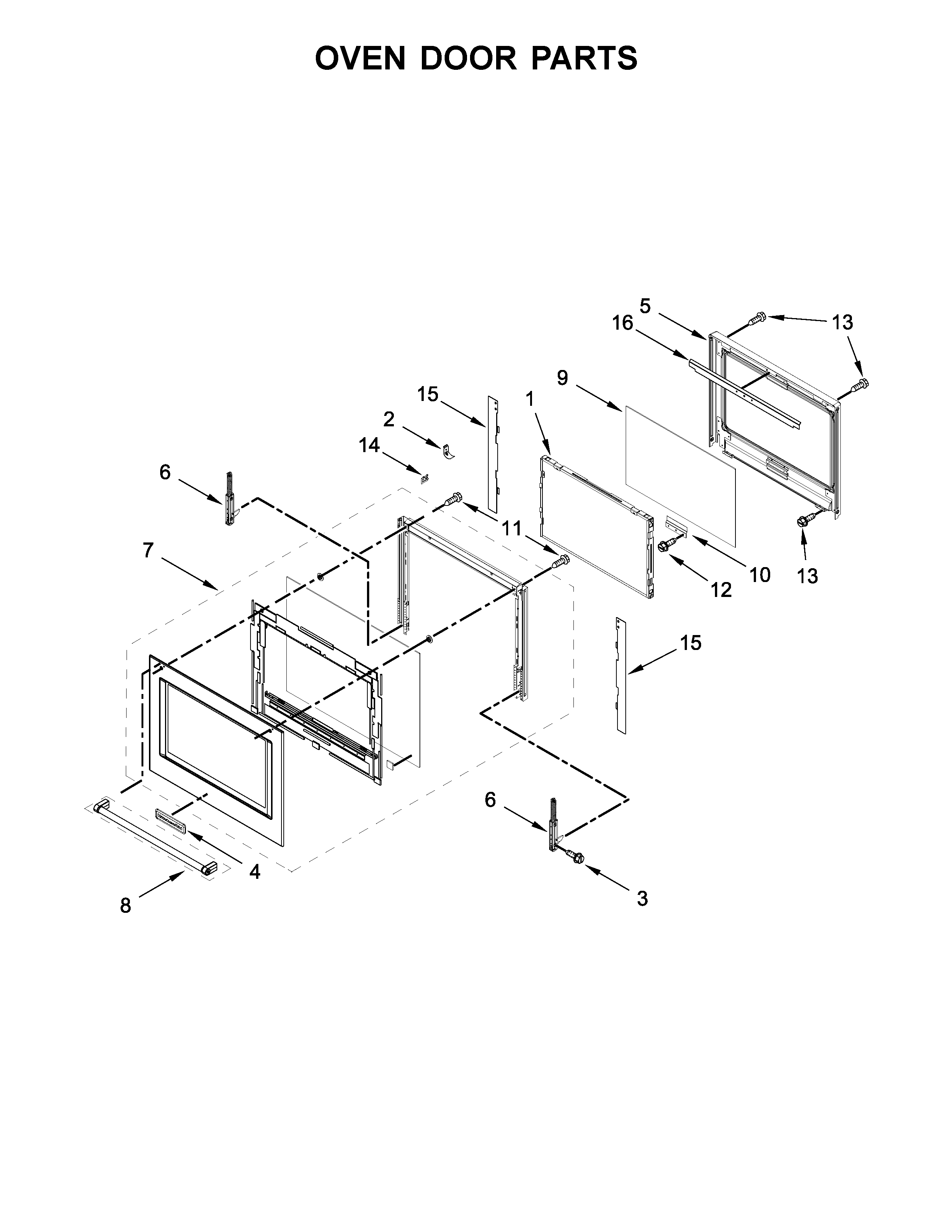 KitchenAid KOCE500ESS06 oven door parts diagram
