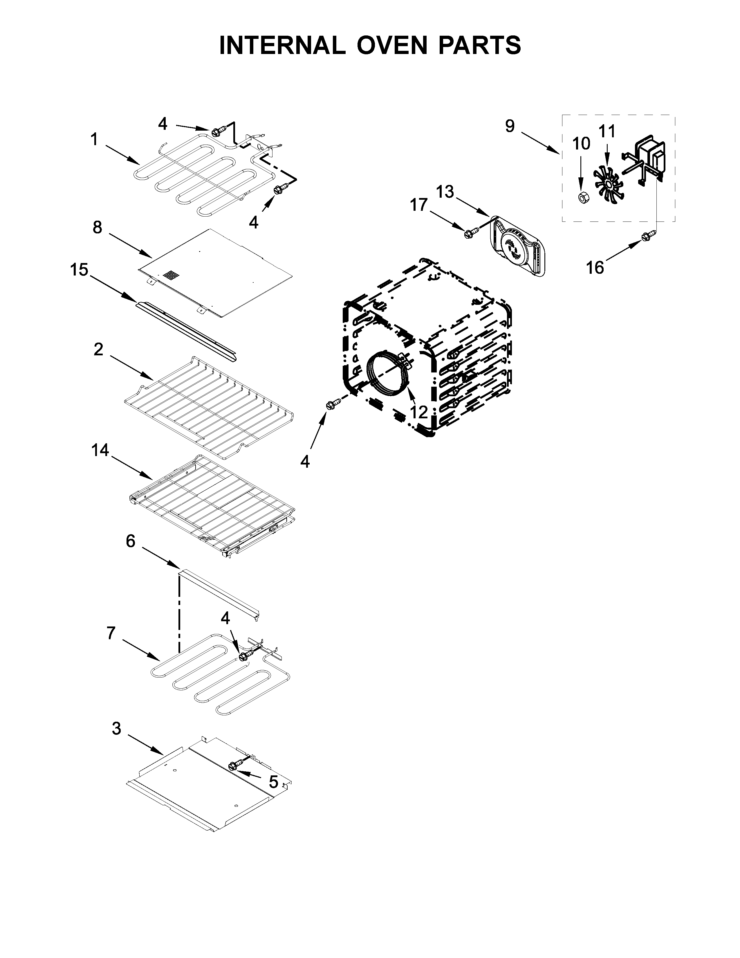 KitchenAid KOCE500ESS06 internal oven parts diagram