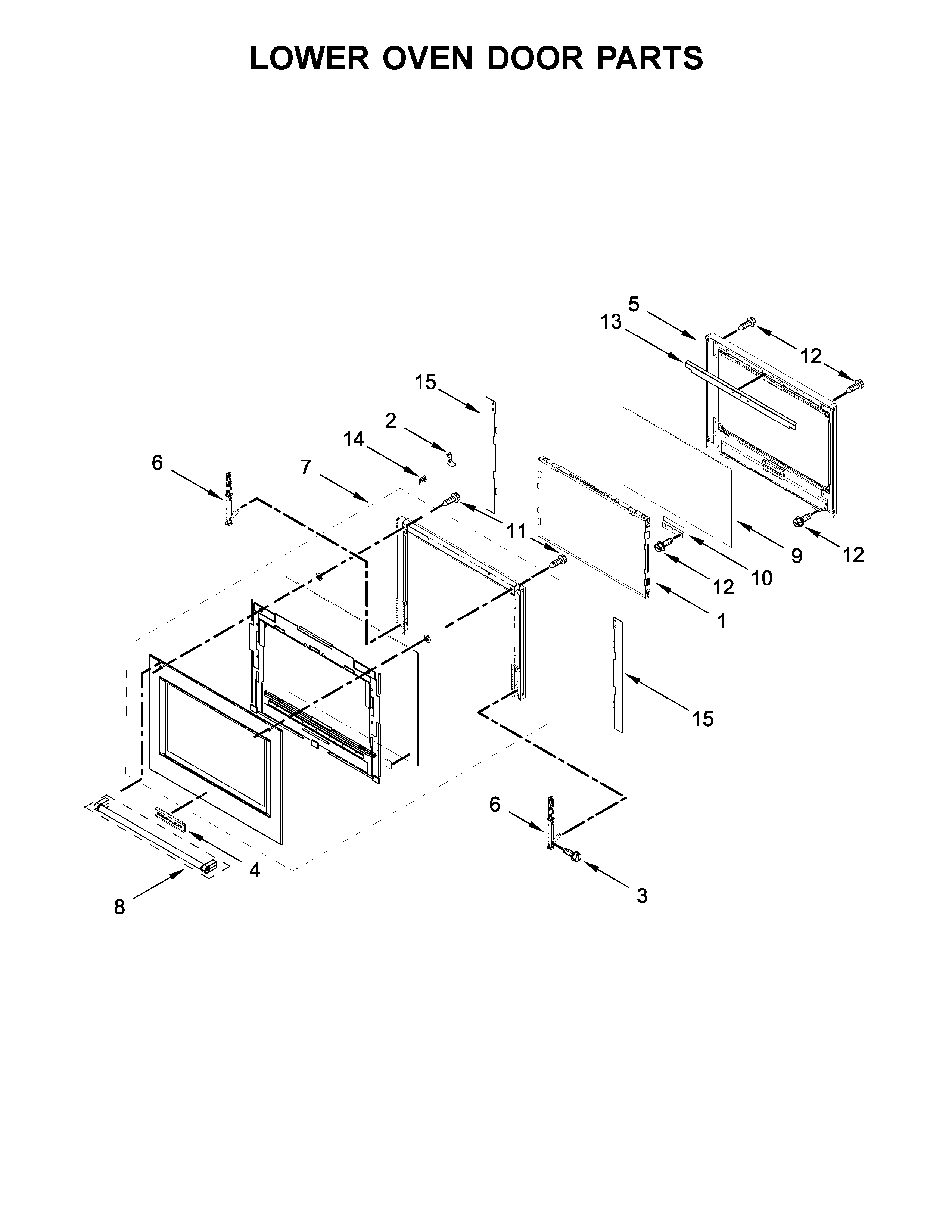 KitchenAid KODE500EBS03 lower oven door parts diagram