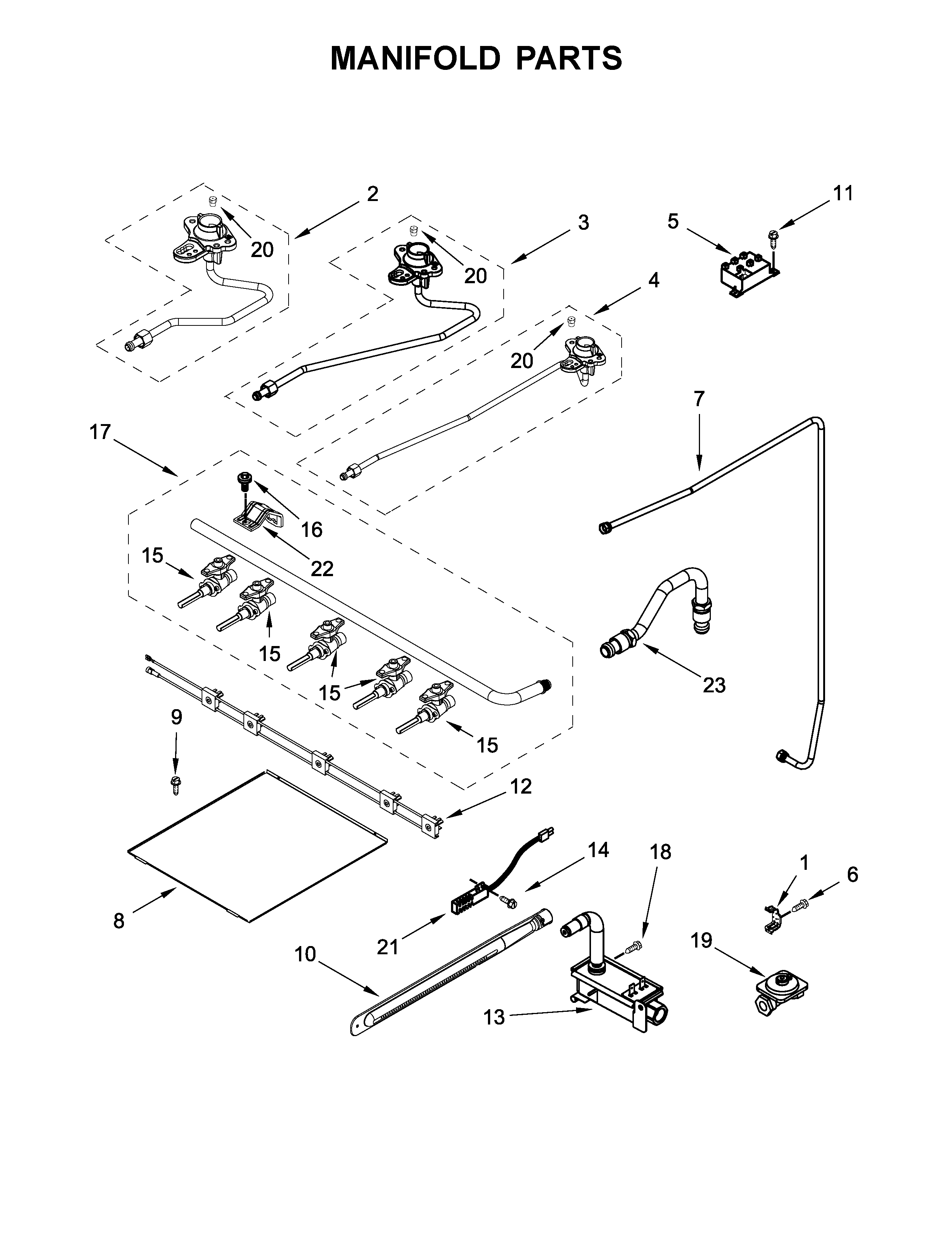 Whirlpool WFG505M0BS1 manifold parts diagram