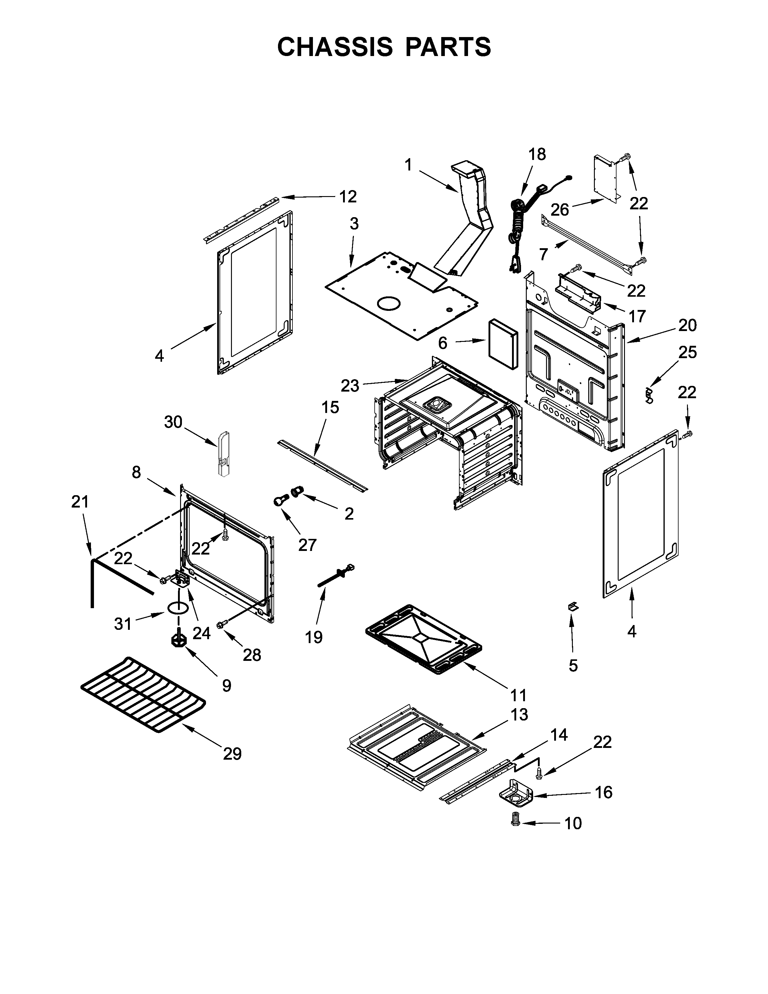 Whirlpool WFG505M0BS1 chassis parts diagram